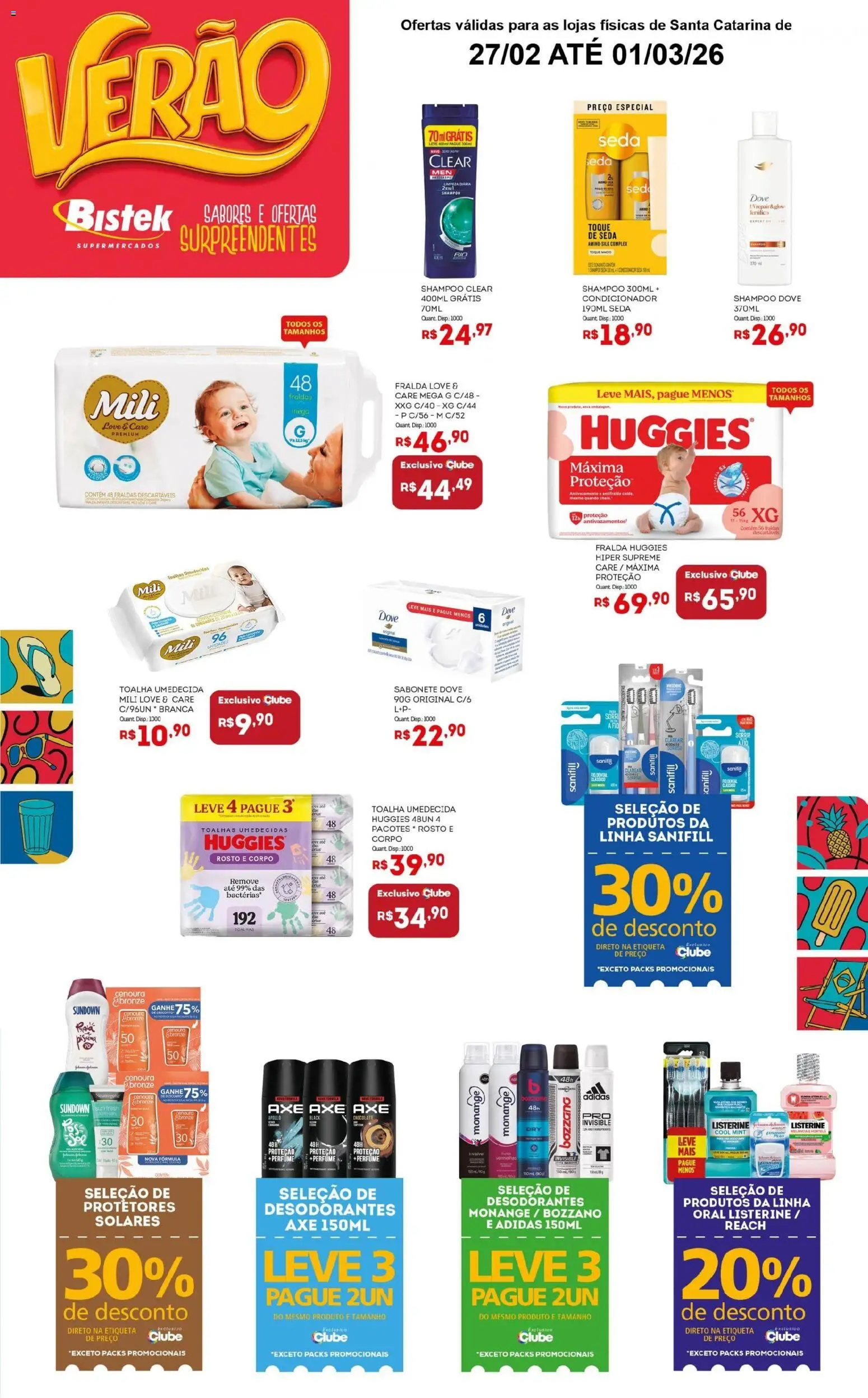 Bistek Supermercados Folheto - válido de 27.02.2026 | Página: 3 | Produtos: Perfume, Piscina, Fio dental, Dove