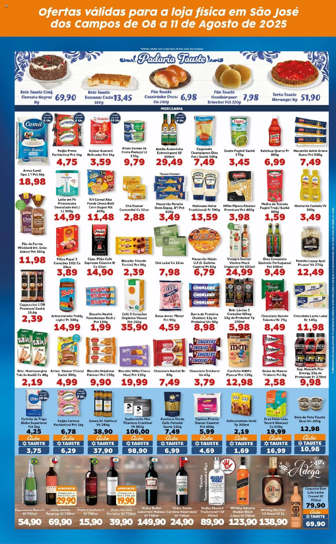 Tauste Folheto - válido de 08.08.2025 | Página: 3 | Produtos: Espumante, Achocolatado, Café, Barra de proteína