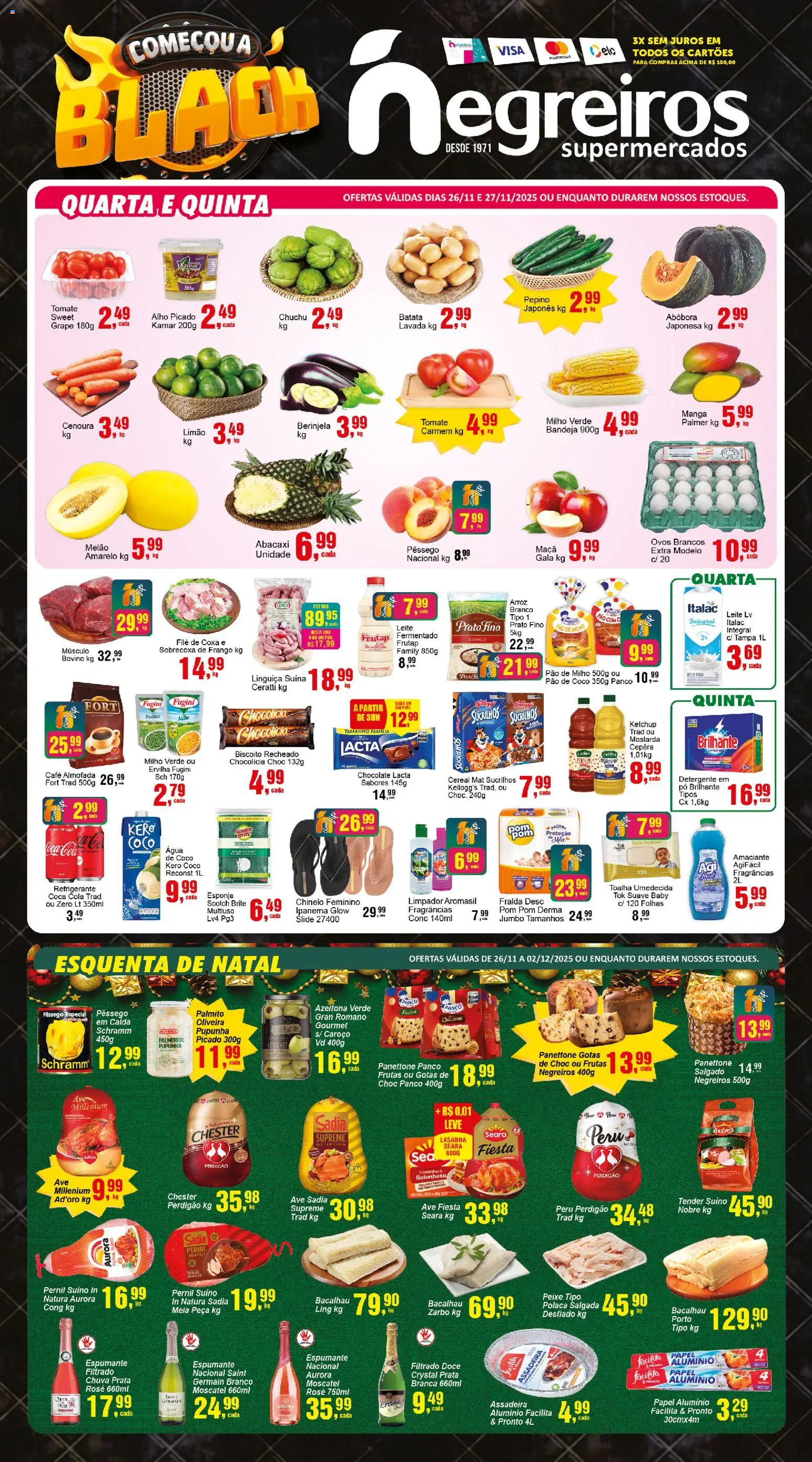 Negreiros Folheto - válido de 26.11.2025 | Página: 1 | Produtos: Pó, Bacalhau, Pernil, Chester perdigão