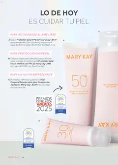 Vista previa de Gel Corporal Restaurador para Después de Asolearse Mary Kay, Humecta y refresca tu piel con el Gel Corporal Restaurador para Después de Asolearse Mary Kay tras una larga exposición solar., nuevo folleto de la tienda, válido en México a partir del 01.01.2026 | Página: 24 | Productos: Gel corporal, Agua, Body, Protector solar