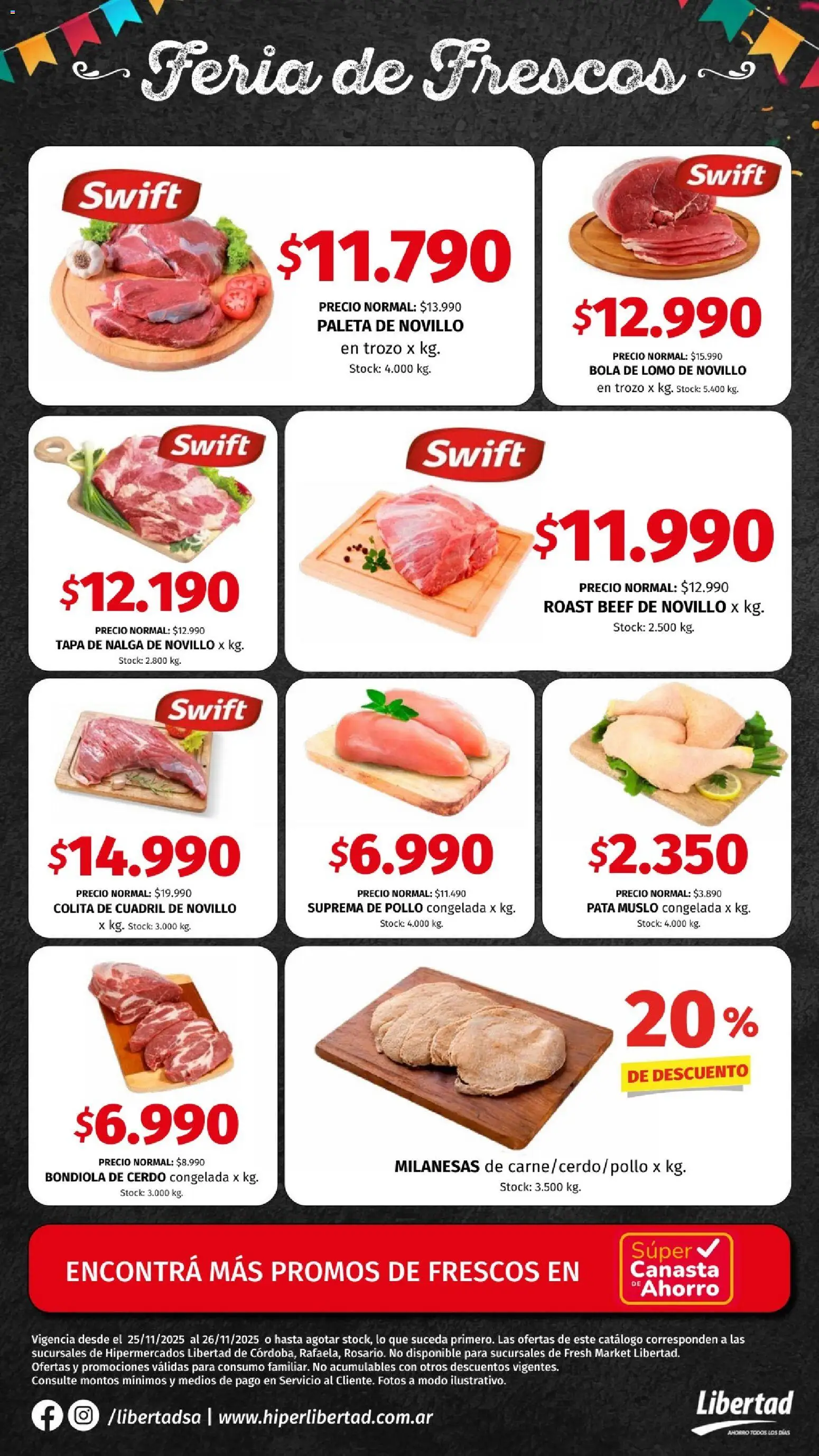 Hipermercado Libertad - Feria de Frescos -  │ válido desde el 25.11.2025 | Página: 2 | Productos: Pollo, Paleta, Cerdo, Canasta