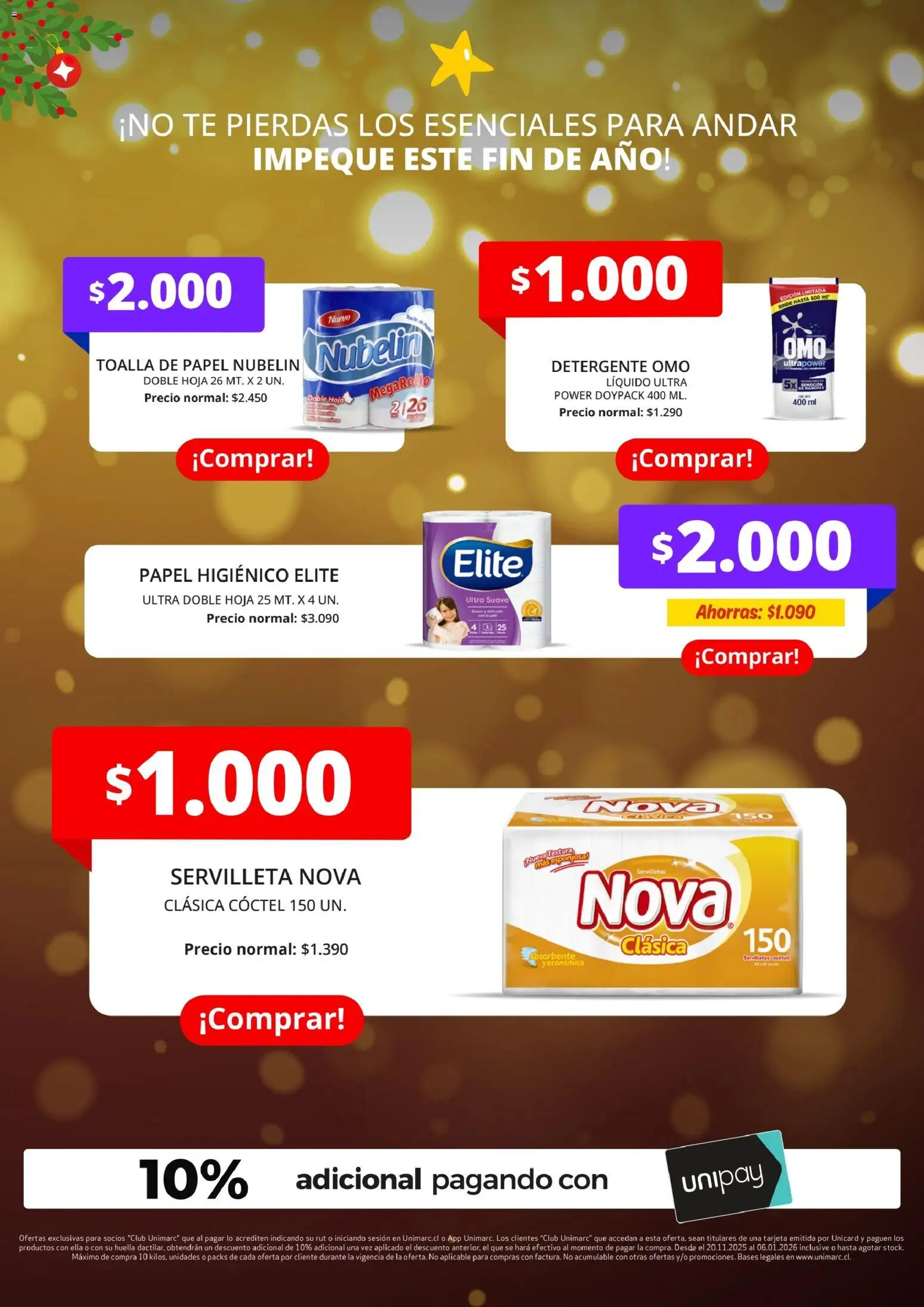 Unimarc Ofertas │ válido desde el 20.11.2025 | Página: 25 | Productos: Papel higiénico, Servilletas, Detergente, Té