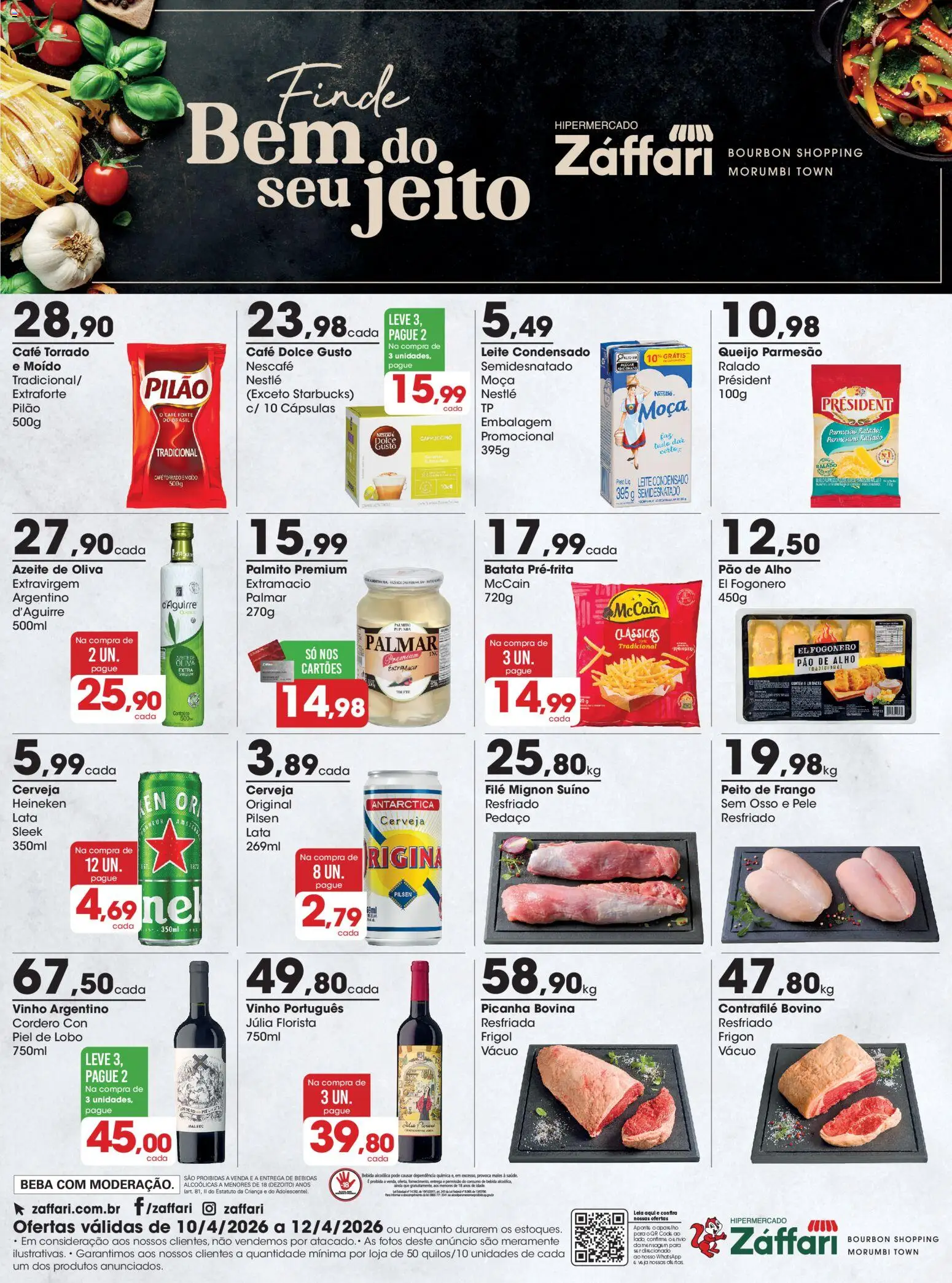 Zaffari Folheto - válido de 10.04.2026 | Página: 1 | Produtos: Picanha, Cerveja, Frango, Azeite