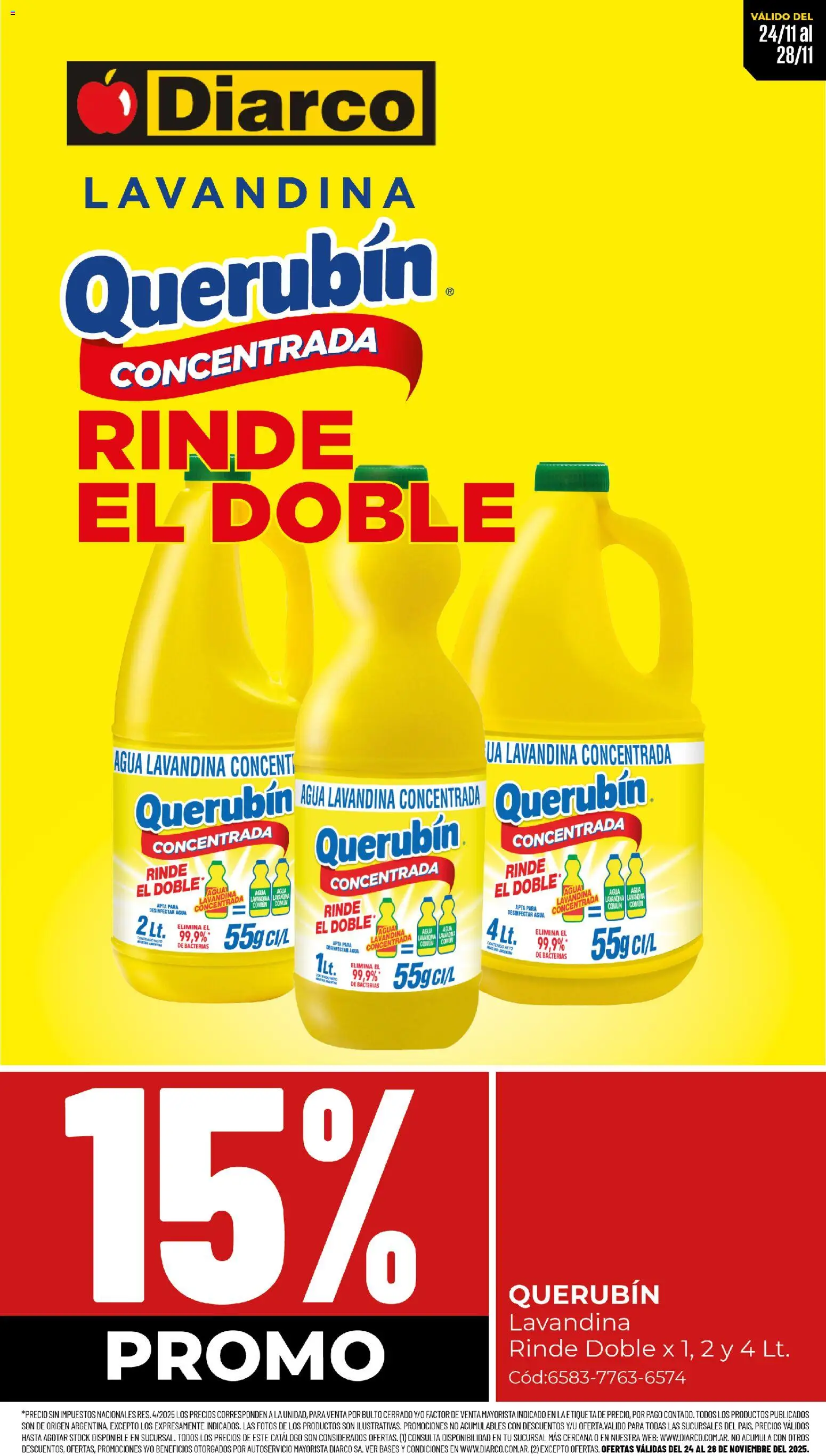 Diarco - Especial Querubín │ válido desde el 24.11.2025 | Página: 1 | Productos: Lavandina, Agua