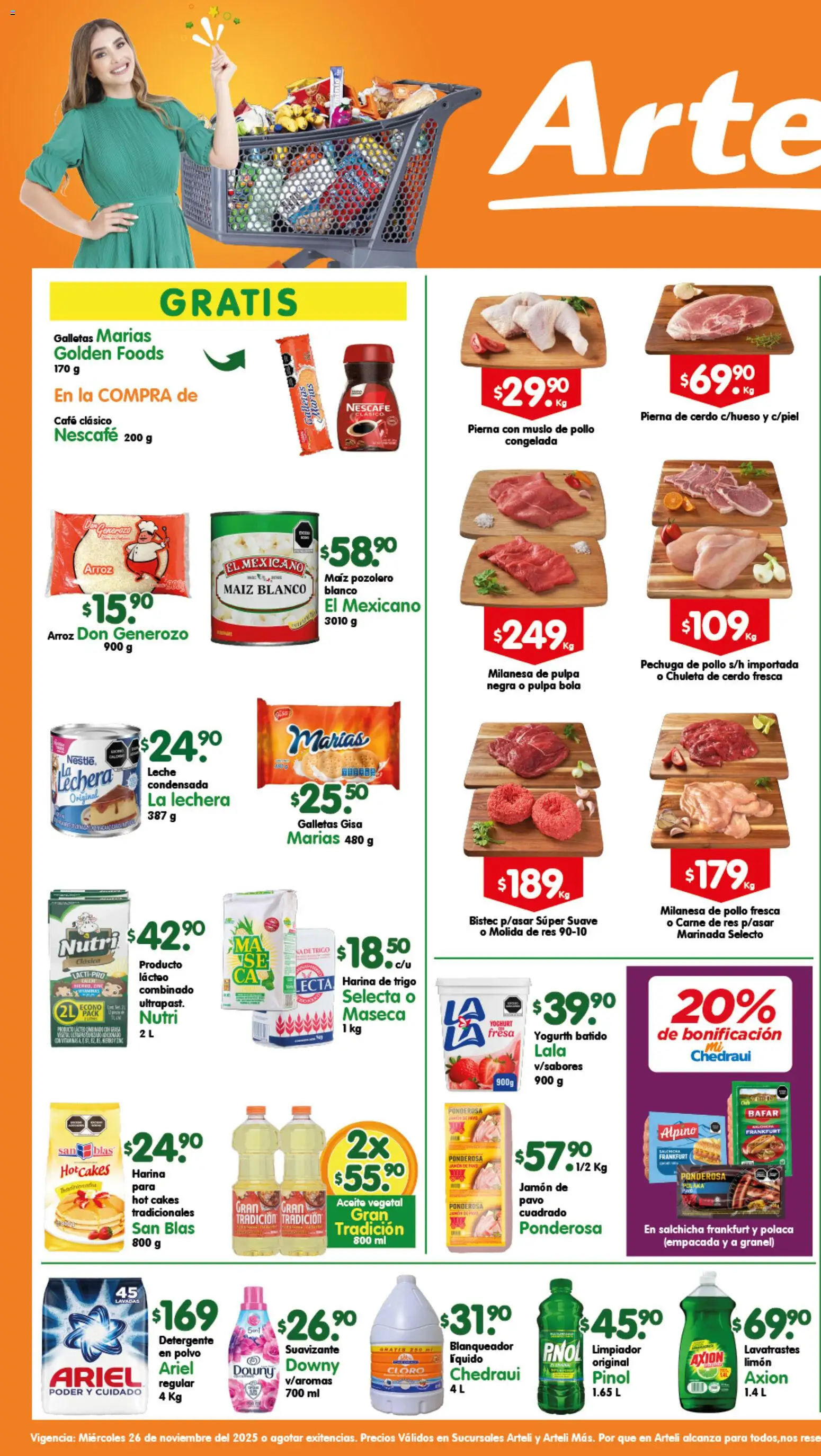 Nuevas ofertas de Arteli válidas en toda la República Mexicana desde el 26.11.2025. ¡Encuentra las mejores ofertas en Arteli folleto Valles! | Página: 1 | Productos: Aceite, Café, Suavizante, Limpiador