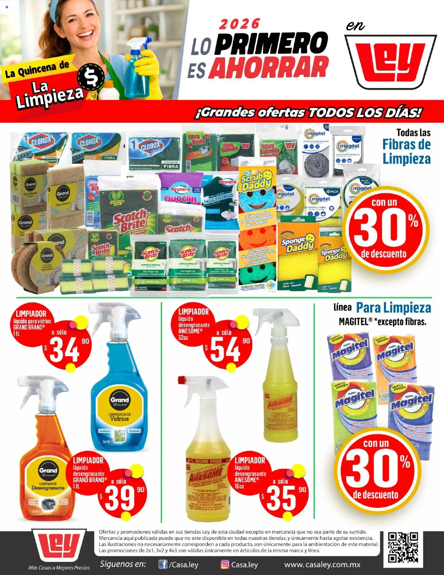Nuevas ofertas de Casa Ley válidas en toda la República Mexicana desde el 02.01.2026. ¡Encuentra las mejores ofertas en Casa Ley folleto Quincena de la Limpieza! | Página: 7 | Productos: Esponja, Limpiador, Desengrasante