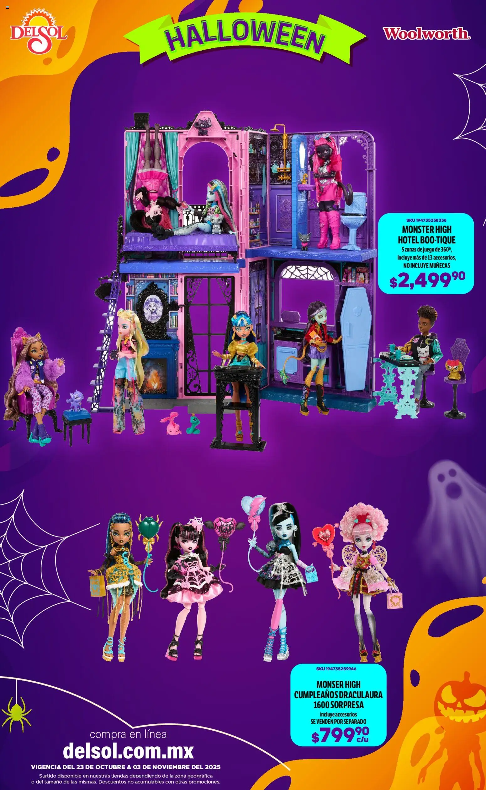 Nuevas ofertas de Del Sol y Woolworth válidas en toda la República Mexicana desde el 23.10.2025. ¡Encuentra las mejores ofertas en Del Sol y Woolworth - Catálogo Halloween! | Página: 8 | Productos: Juego