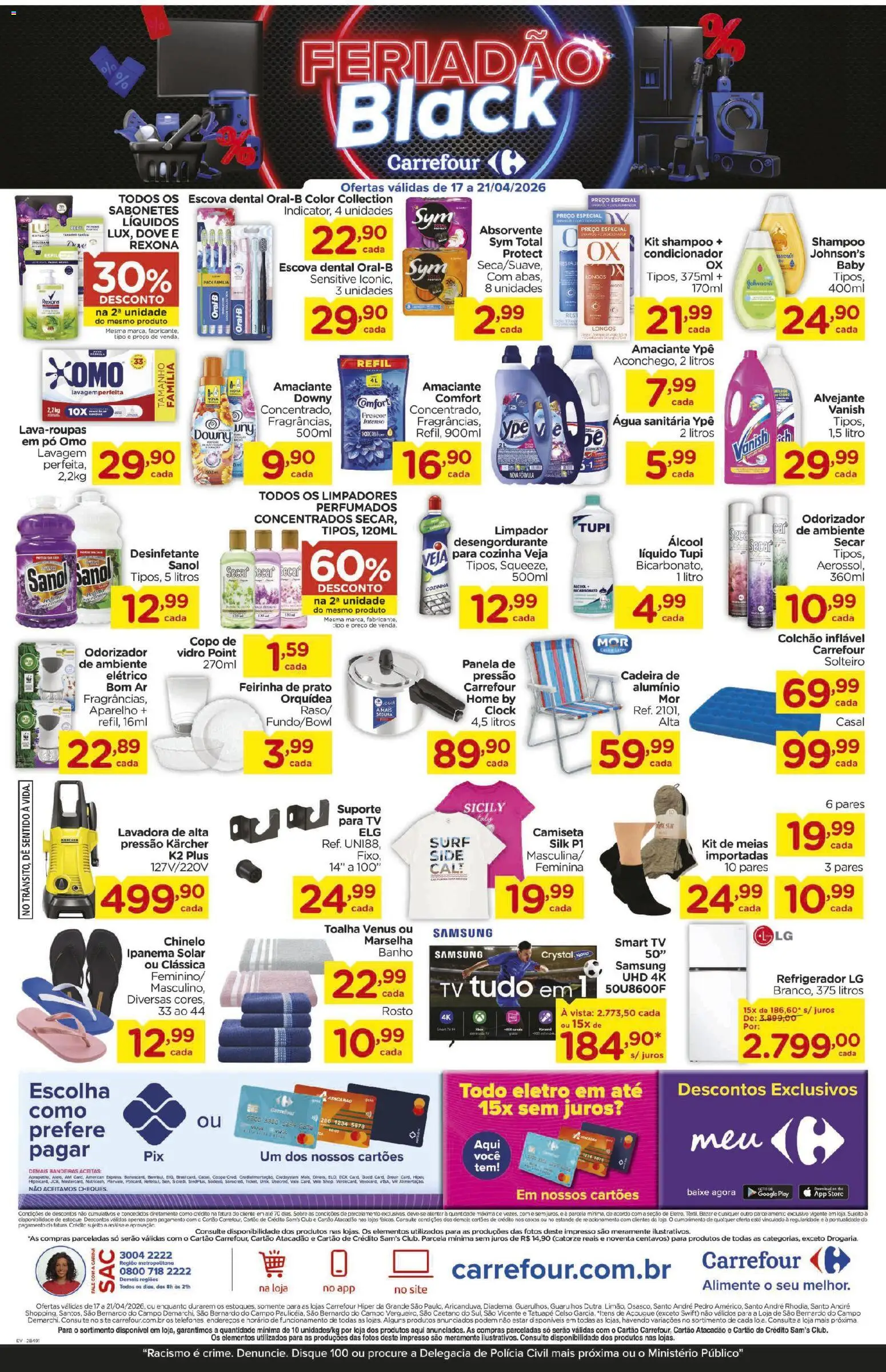 Carrefour Folheto - válido de 17.04.2026 | Página: 3 | Produtos: Shampoo, Pó, Rexona, Desinfetante