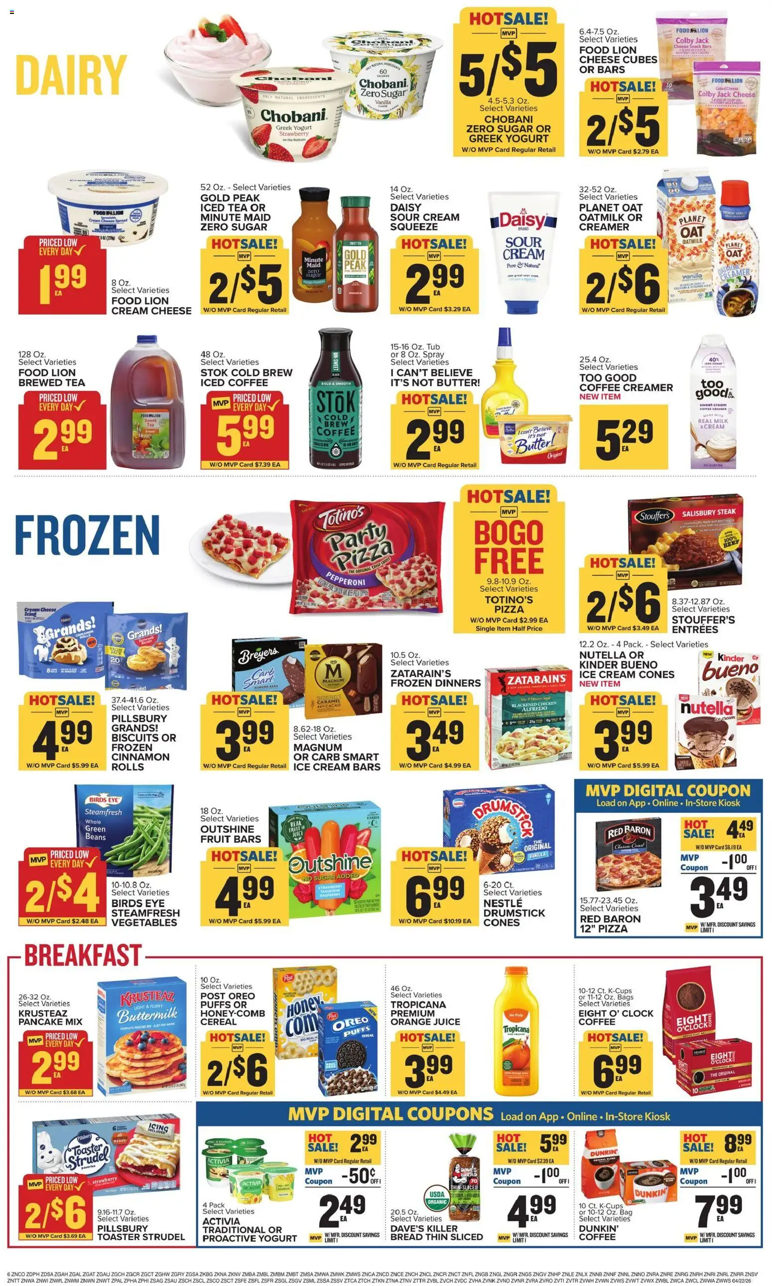 Food Lion Weekly Ad - valid from 22.04.2026 | Page: 12 | Products: Toaster, Milk, Butter, Cream