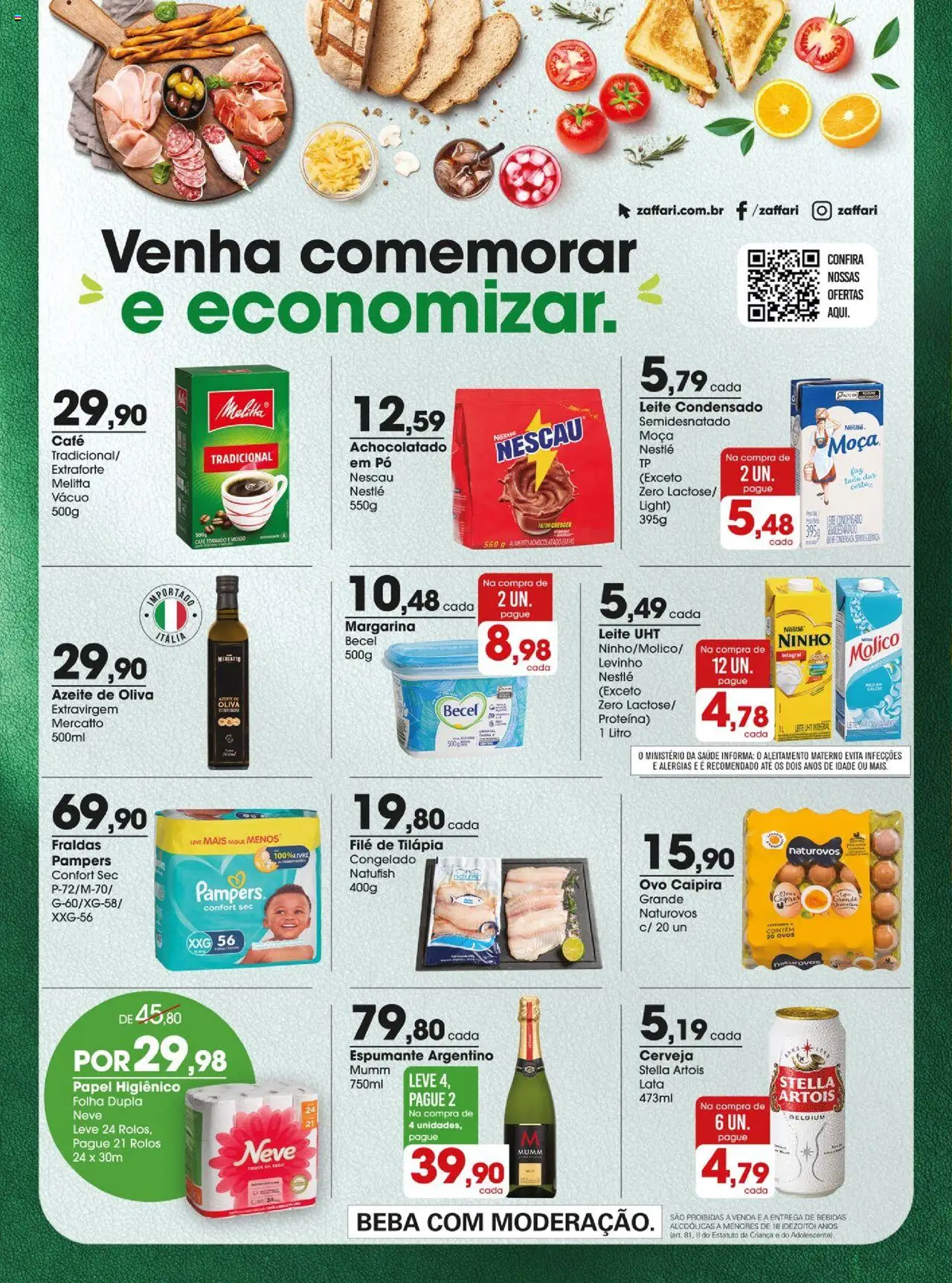 Zaffari Folheto - válido de 26.09.2025 | Página: 16 | Produtos: Pampers, Espumante, Achocolatado, Leite condensado