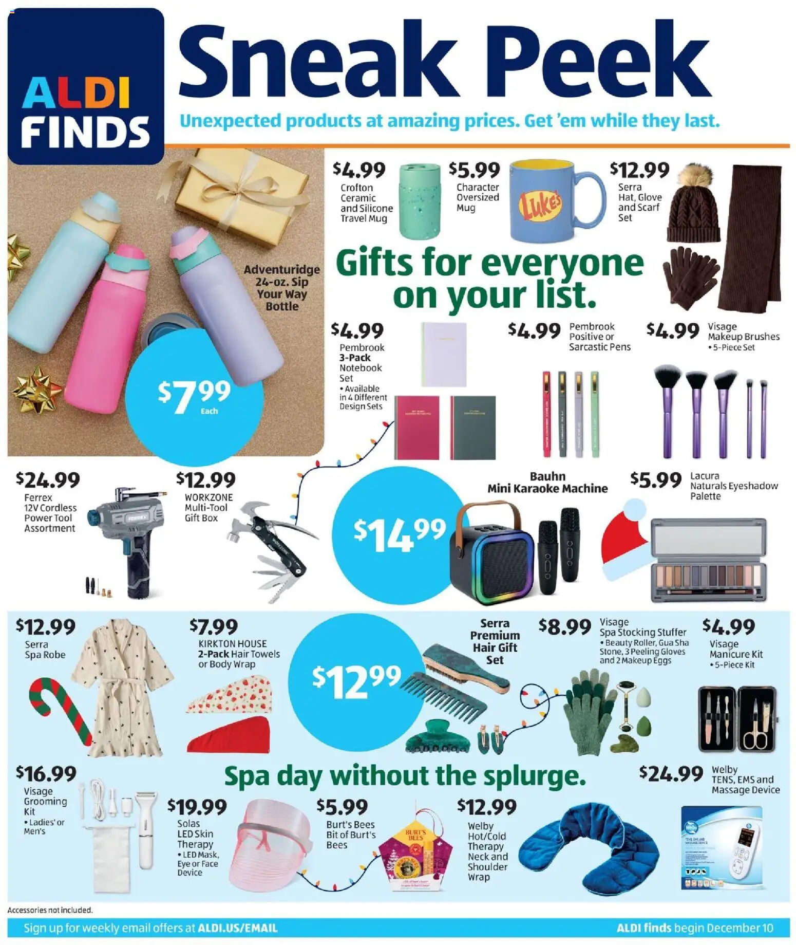 Aldi In Store Ad - valid from 10.12.2025 | Page: 1 | Products: Box, Eyeshadow, Scarf, Gloves