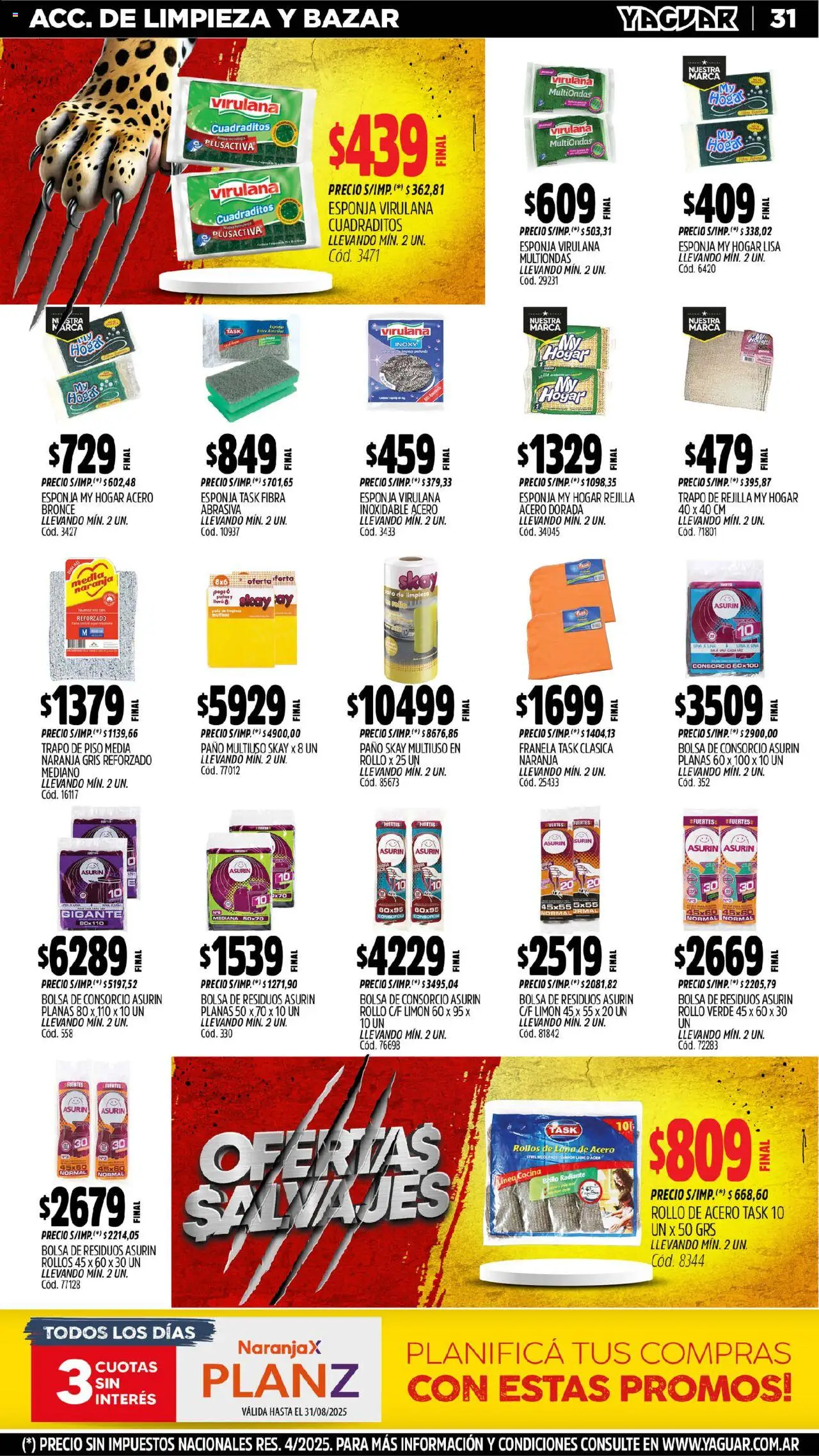 Yaguar - Santa Fe │ válido desde el 11.08.2025 | Página: 33 | Productos: Trapo de piso, Rejilla, Brillo, Radiante