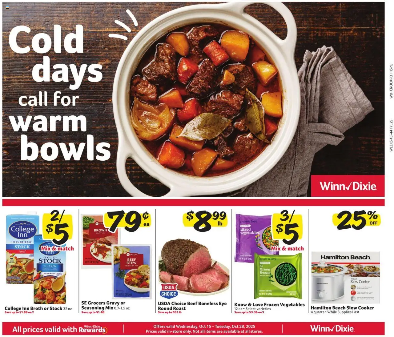 Winn Dixie In-Store Flyer - valid from 15.10.2025 | Page: 1 | Products: Cooker, Beef, Vegetables