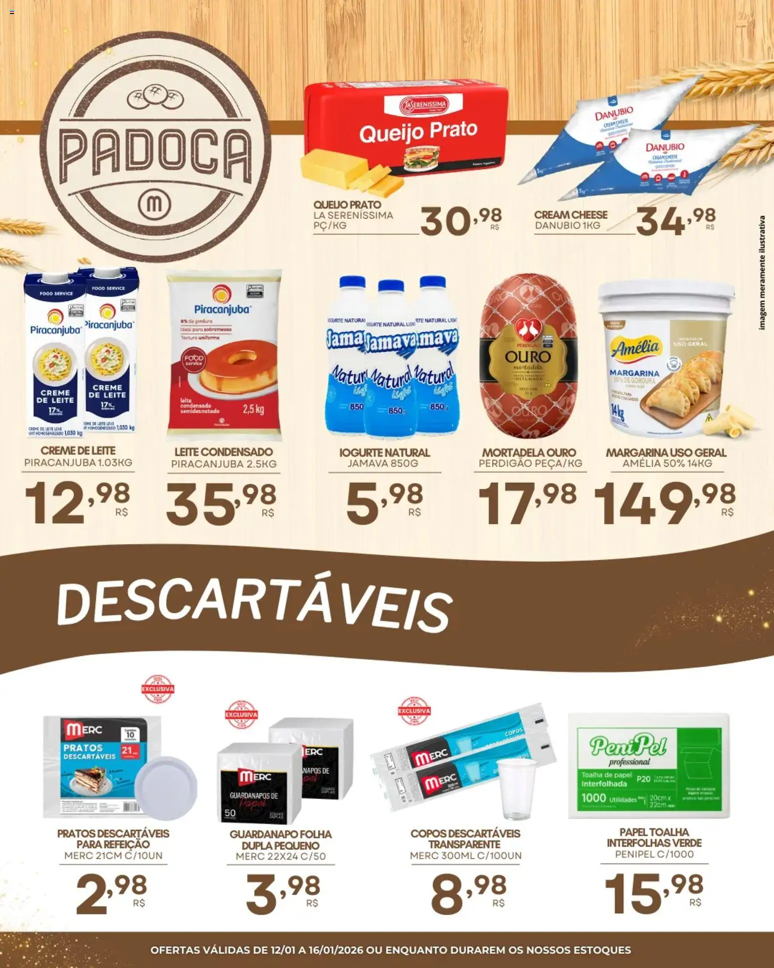 Mercadão Atacadista Folheto - válido de 12.01.2026 | Página: 3 | Produtos: Mortadela, Creme, Copos, Leite condensado