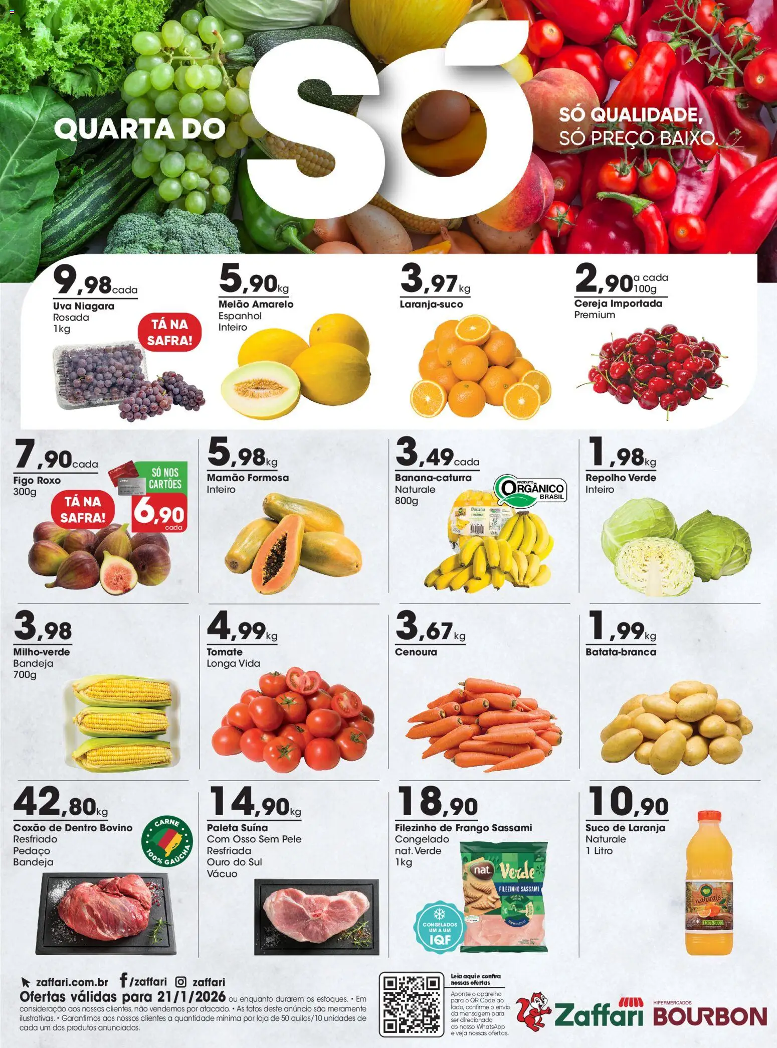 Zaffari Folheto - válido de 21.01.2026 | Página: 1 | Produtos: Carne, Bourbon, Baixo, Bandeja