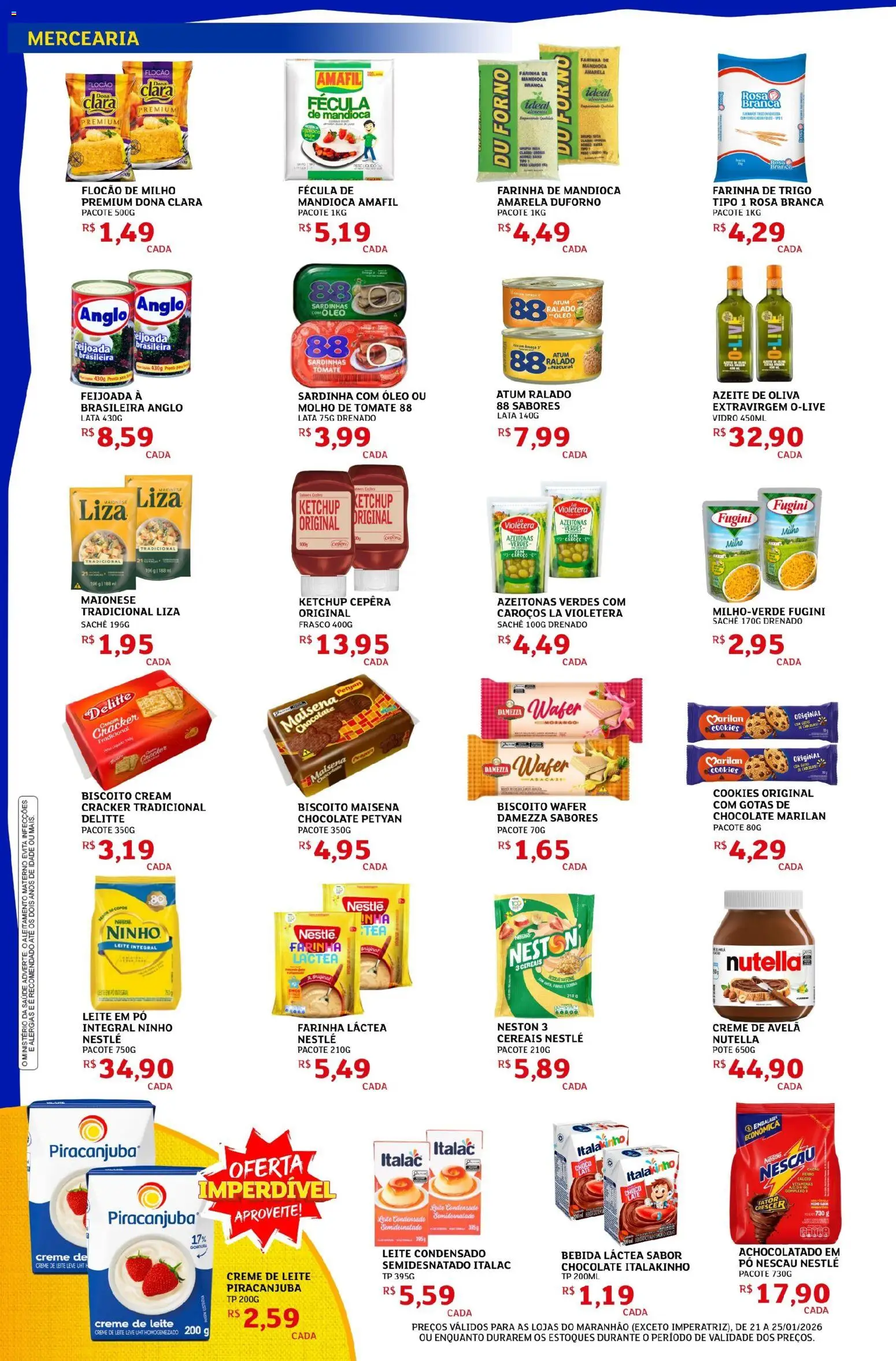 Assaí Atacadista Folheto - válido de 21.01.2026 | Página: 2 | Produtos: Leite integral, Achocolatado, Creme de leite, Sardinha