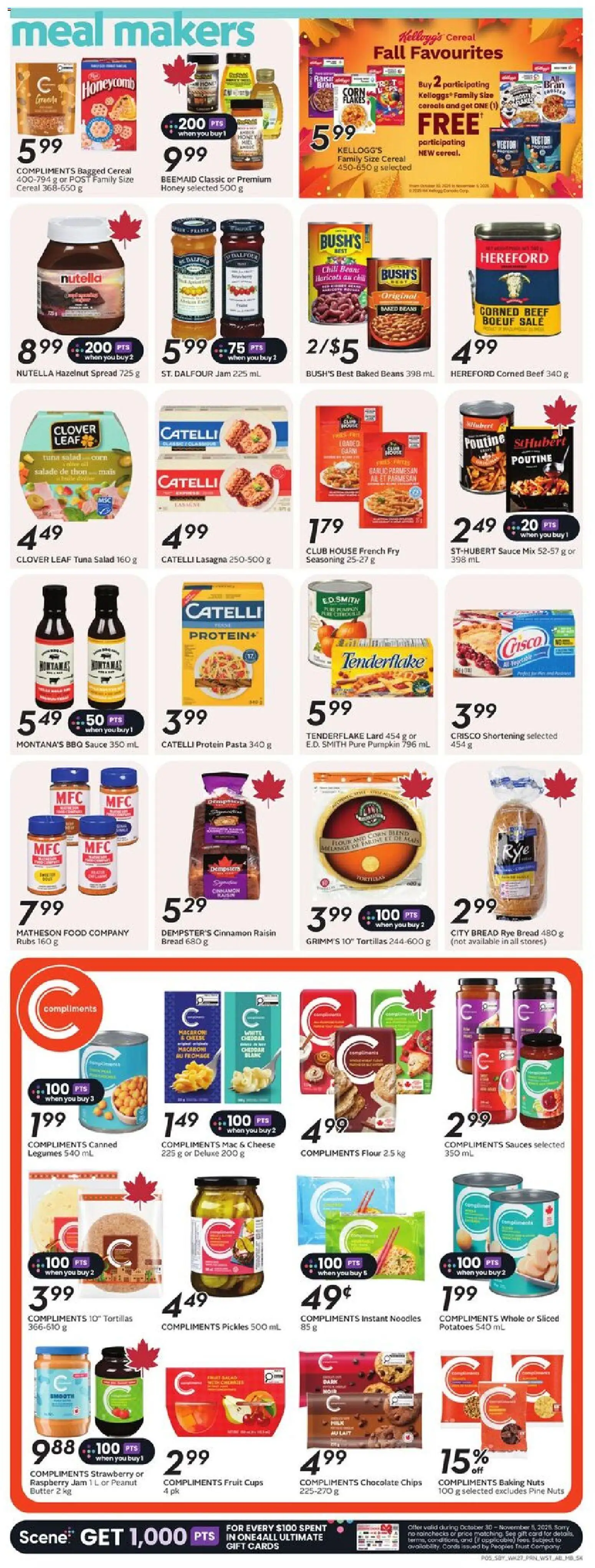 Sobeys flyer valid from 30.10.2025 | Page: 8 | Products: Nuts, Butter, Cheese, Bread