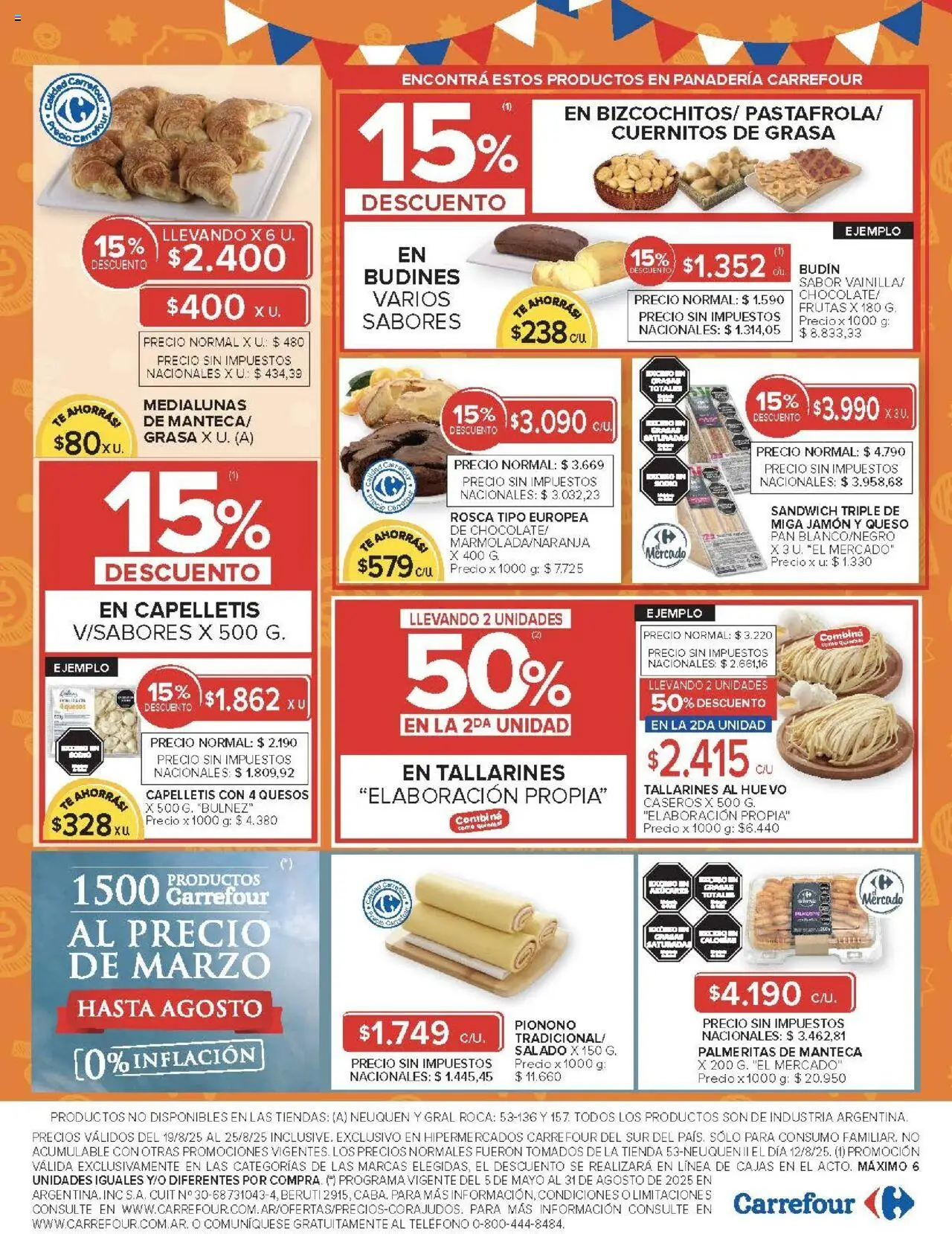 Carrefour ofertas - Chubut │ válido desde el 19.08.2025 | Página: 5 | Productos: Queso, Pan, Jamón, Pionono