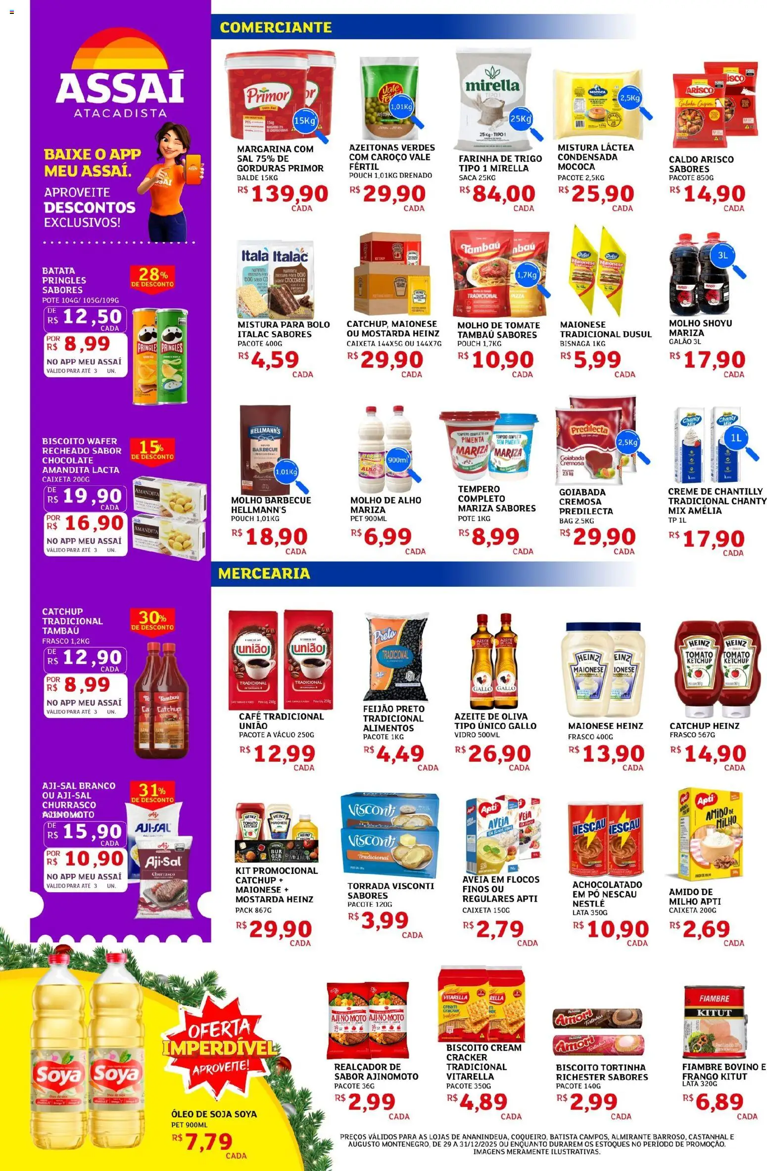Assaí Atacadista Folheto - válido de 29.12.2025 | Página: 2 | Produtos: Azeitonas, Biscoito, Ketchup, Soja