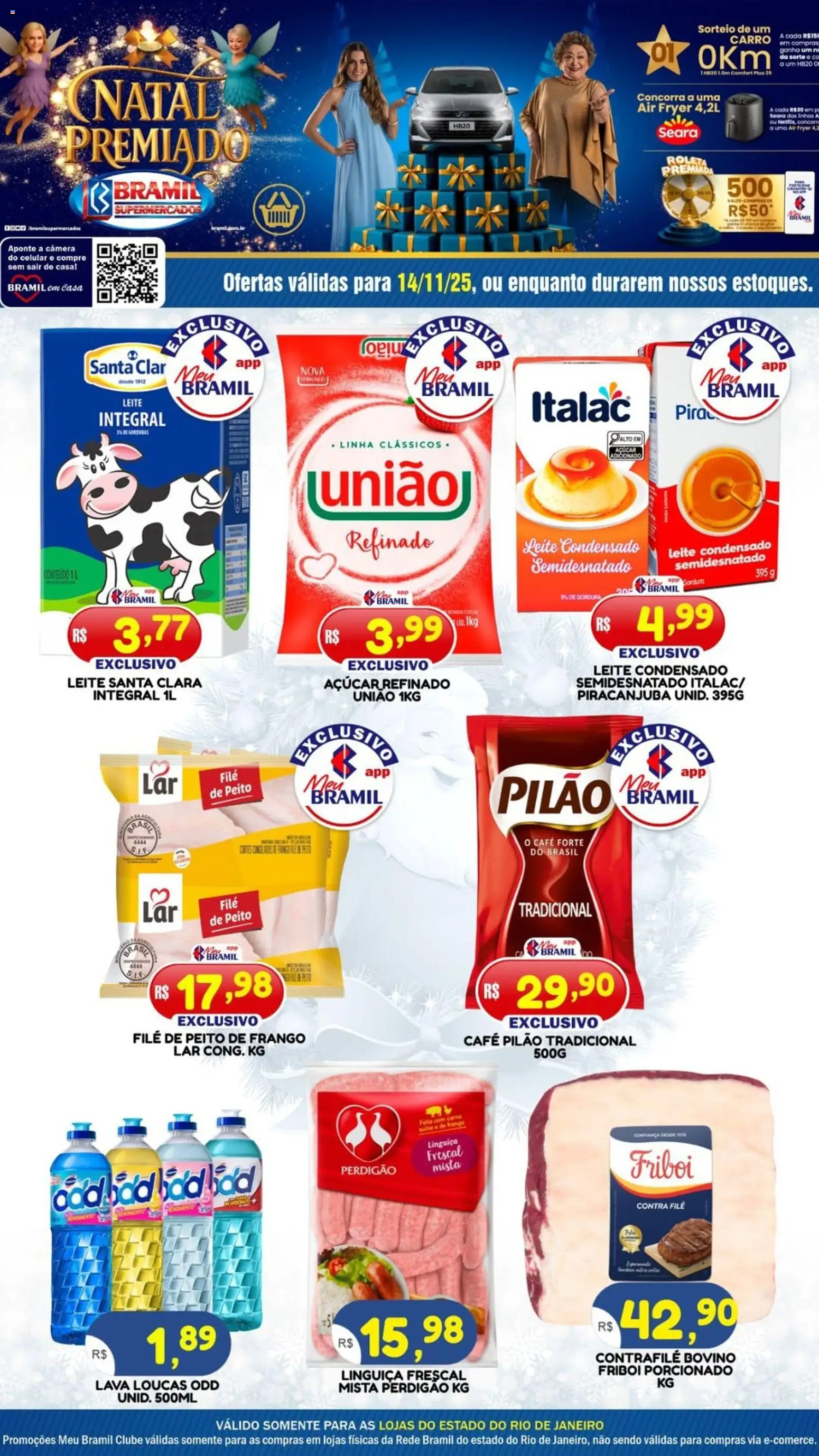 Bramil Supermercados Folheto - válido de 14.11.2025 | Página: 1 | Produtos: Café pilão, Açúcar, Frango, Leite condensado