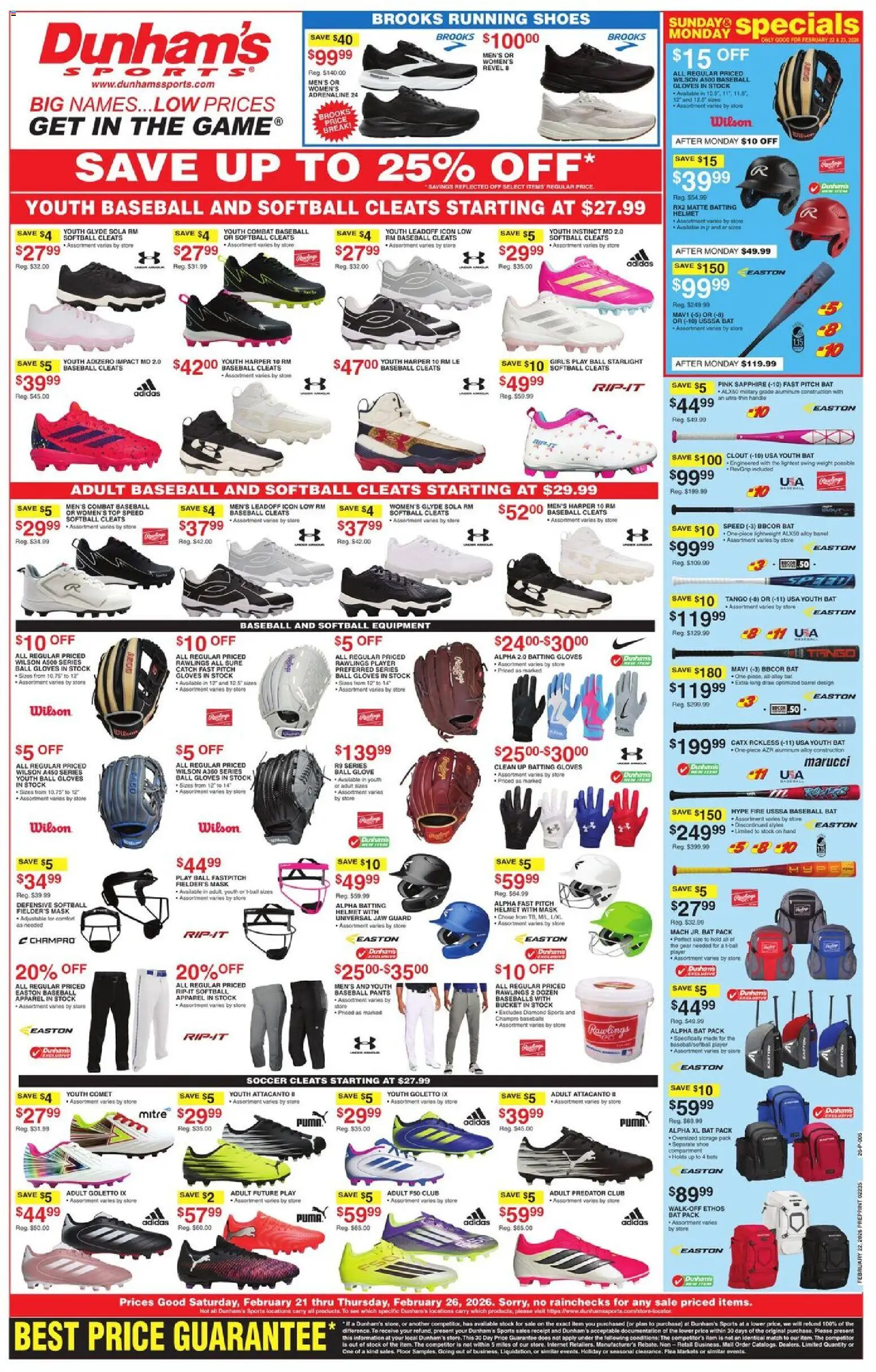 Dunham's Sports Weekly Ad - valid from 21.02.2026 | Page: 1 | Products: Mask, Pants, Player, Weight