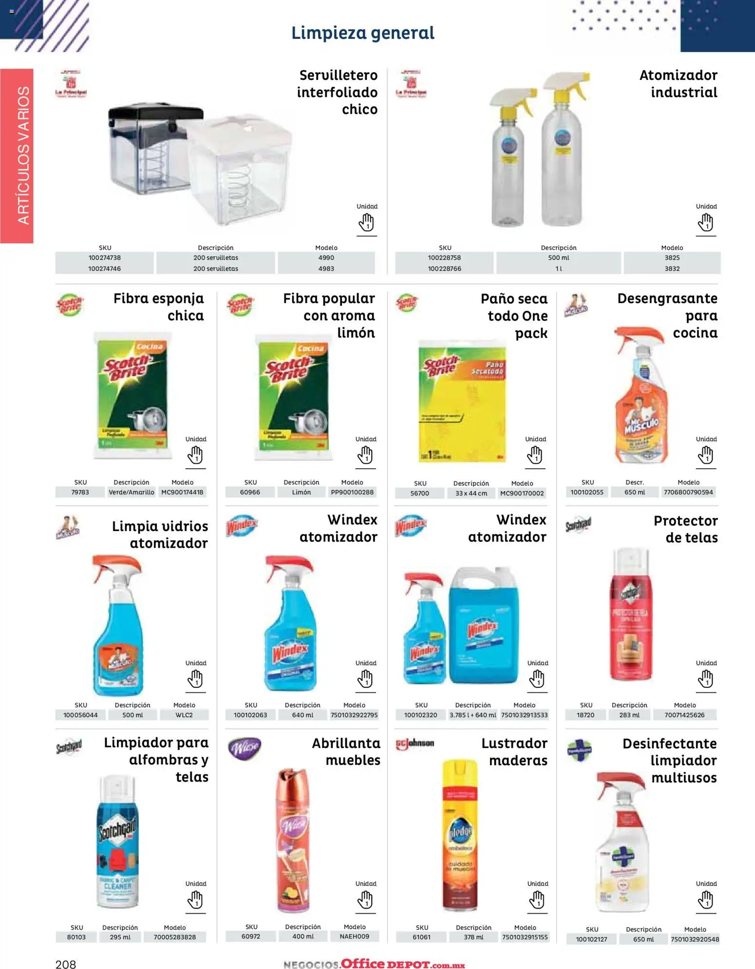 Nuevas ofertas de Office Depot válidas en toda la República Mexicana desde el 12.01.2026. ¡Encuentra las mejores ofertas en Office Depot catálogo 2026! | Página: 210 | Productos: Limpiador, Desengrasante, Lustrador, Servilletero