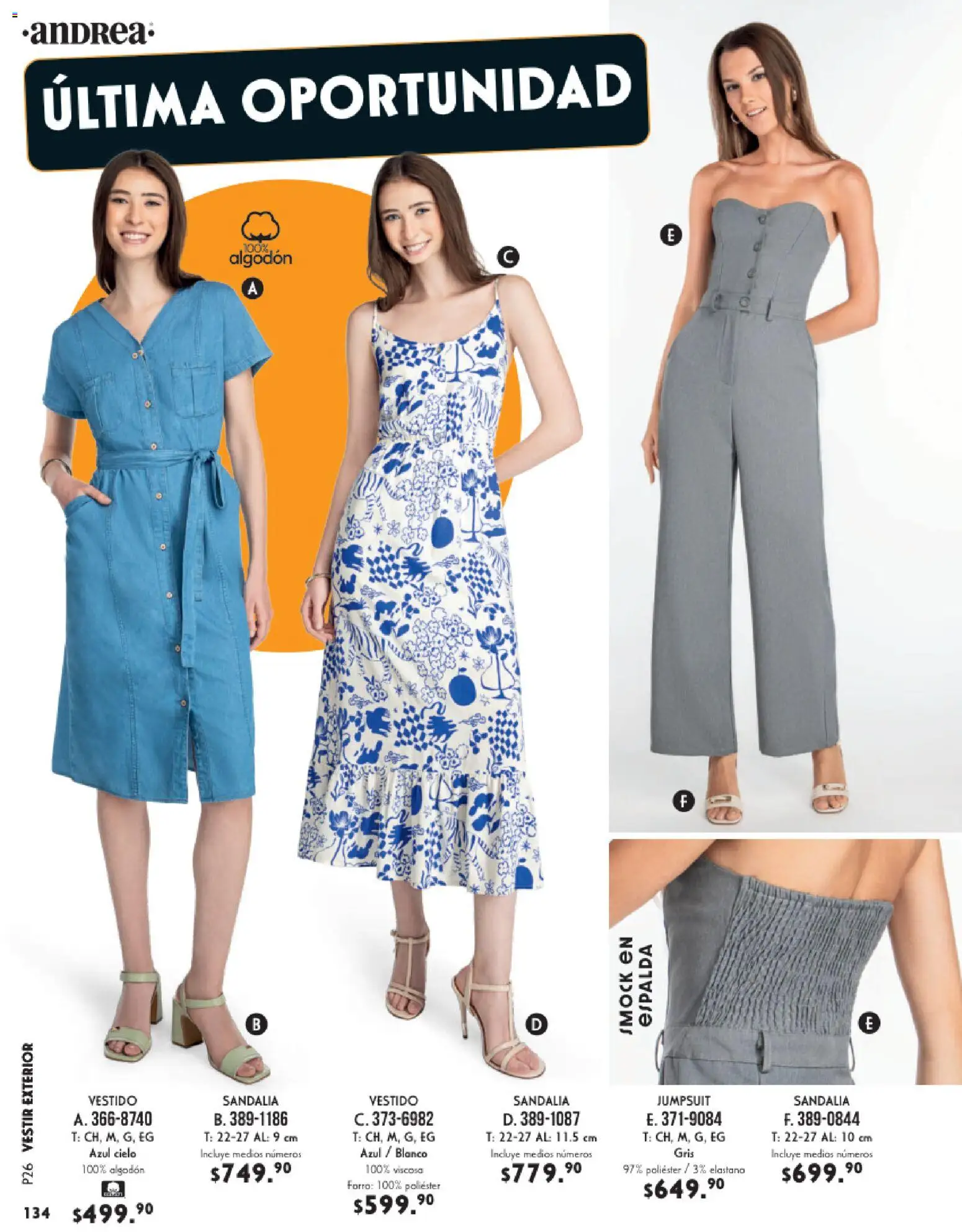 Nuevas ofertas de Andrea válidas en toda la República Mexicana desde el 25.01.2026. ¡Encuentra las mejores ofertas en Andrea catálogo Vestir! | Página: 134 | Productos: Algodón, Vestido