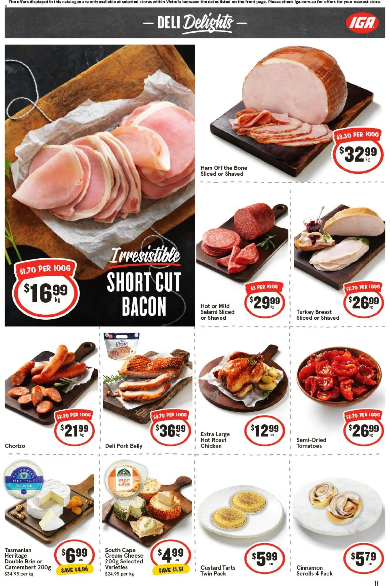 IGA catalogue - valid from 05.11.2025 | Page: 11 | Products: Bacon, Cheese, Ham, Tomatoes