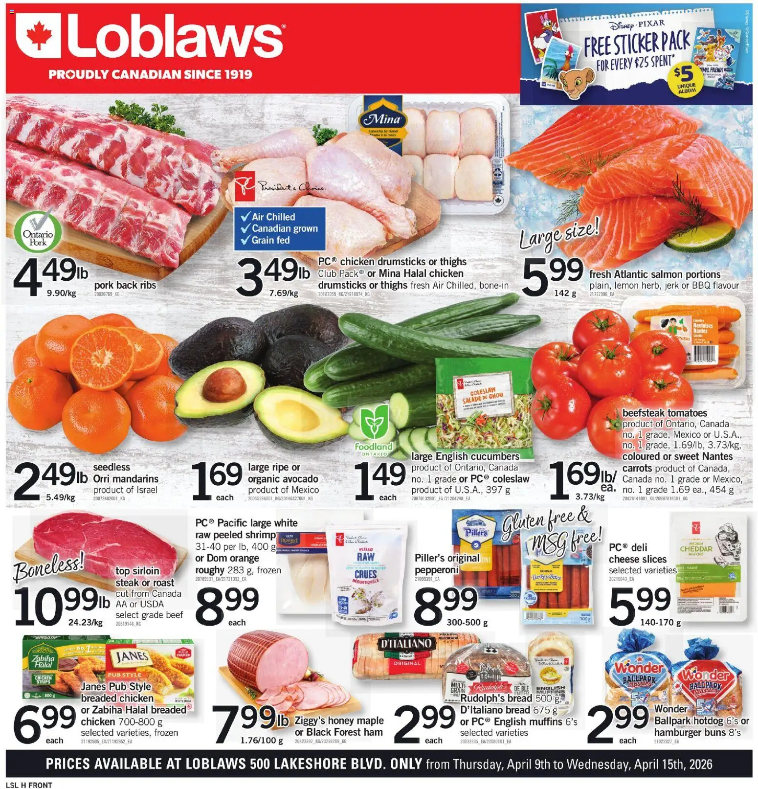 Loblaws flyer valid from 09.04.2026 | Page: 1 | Products: Turkey, Bread, Ham, Chicken