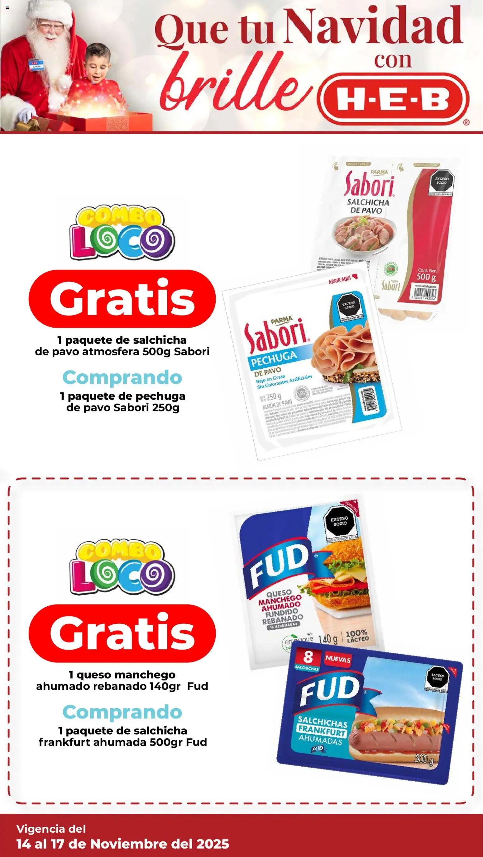 Nuevas ofertas de H-E-B válidas en toda la República Mexicana desde el 14.11.2025. ¡Encuentra las mejores ofertas en H-E-B folleto! | Página: 11 | Productos: Salchicha, Queso, Jamón