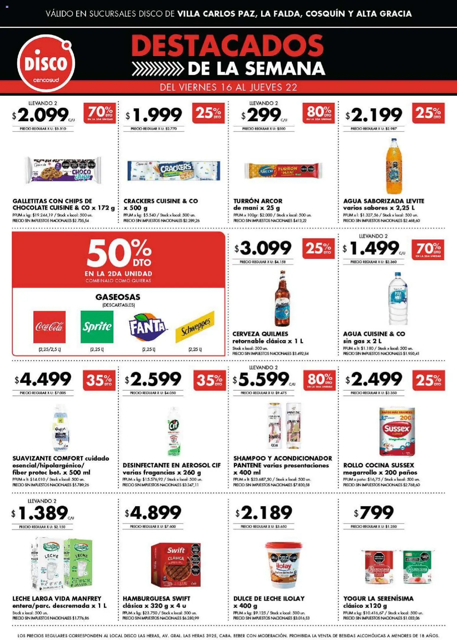 Disco - Ofertas | Punilla │ válido desde el 15.01.2026 | Página: 5 | Productos: Galletitas, Yogur, Cerveza, Agua saborizada