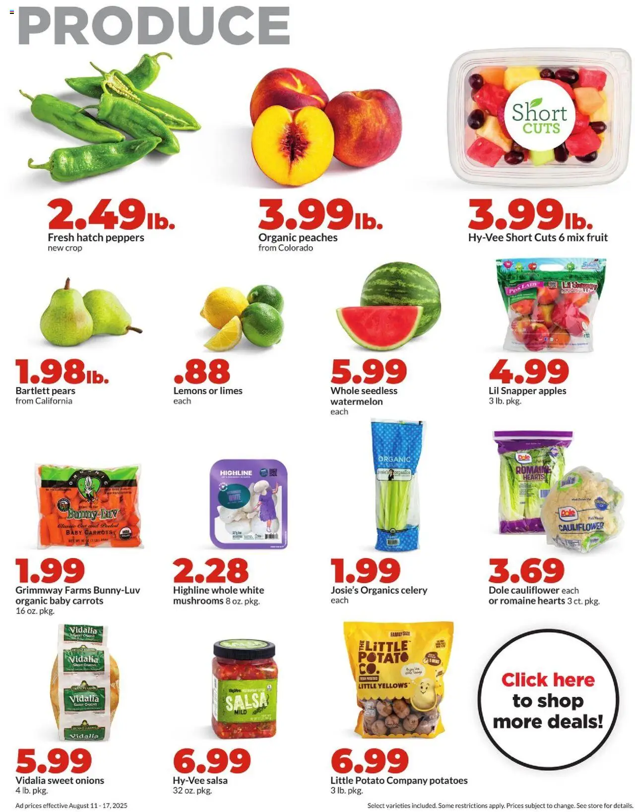 HyVee Weekly Ad - valid from 11.08.2025 | Page: 9 | Products: Peppers, Potatoes, Watermelon, Sheet