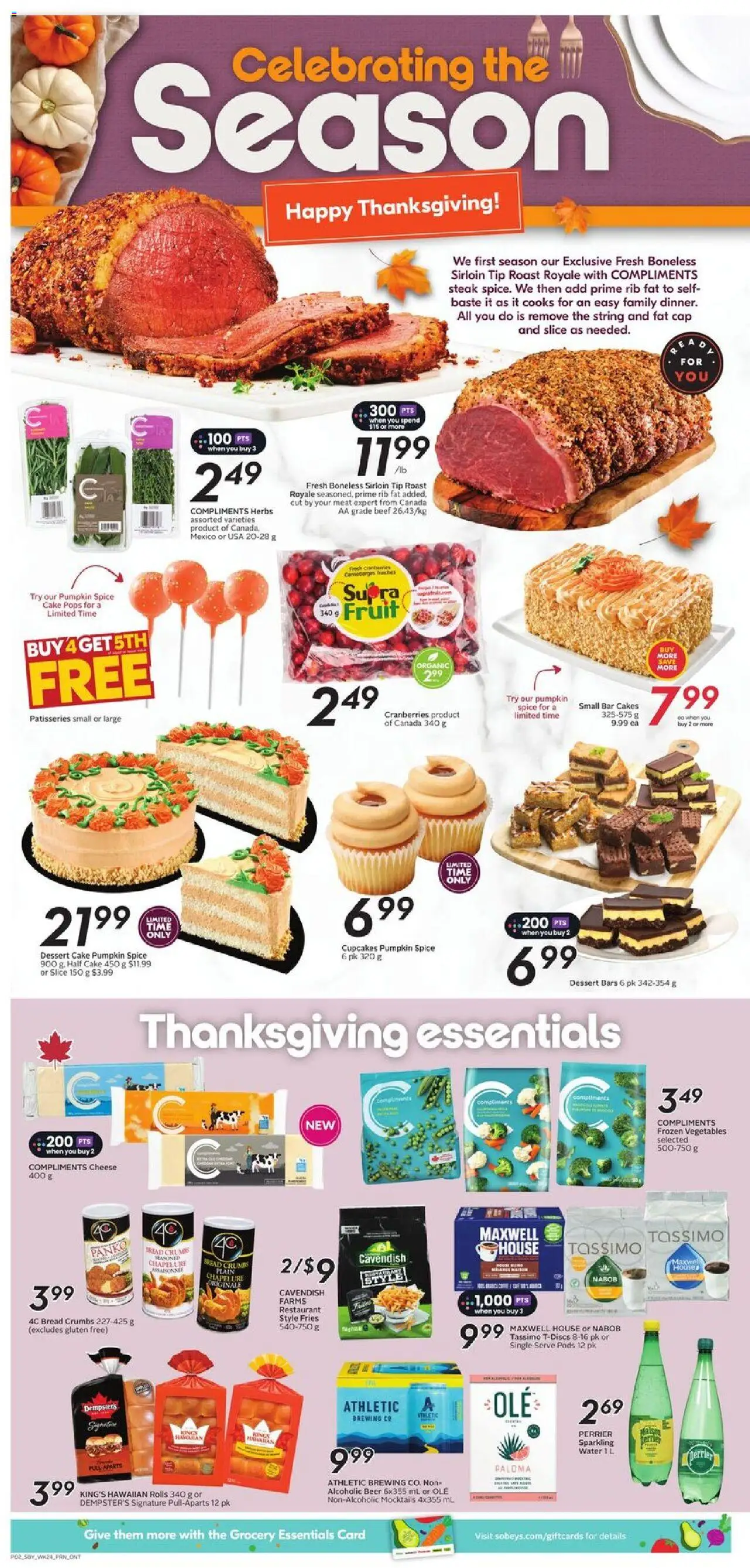 Sobeys flyer valid from 09.10.2025 | Page: 5 | Products: Cap, Bread, Pumpkin, Beer