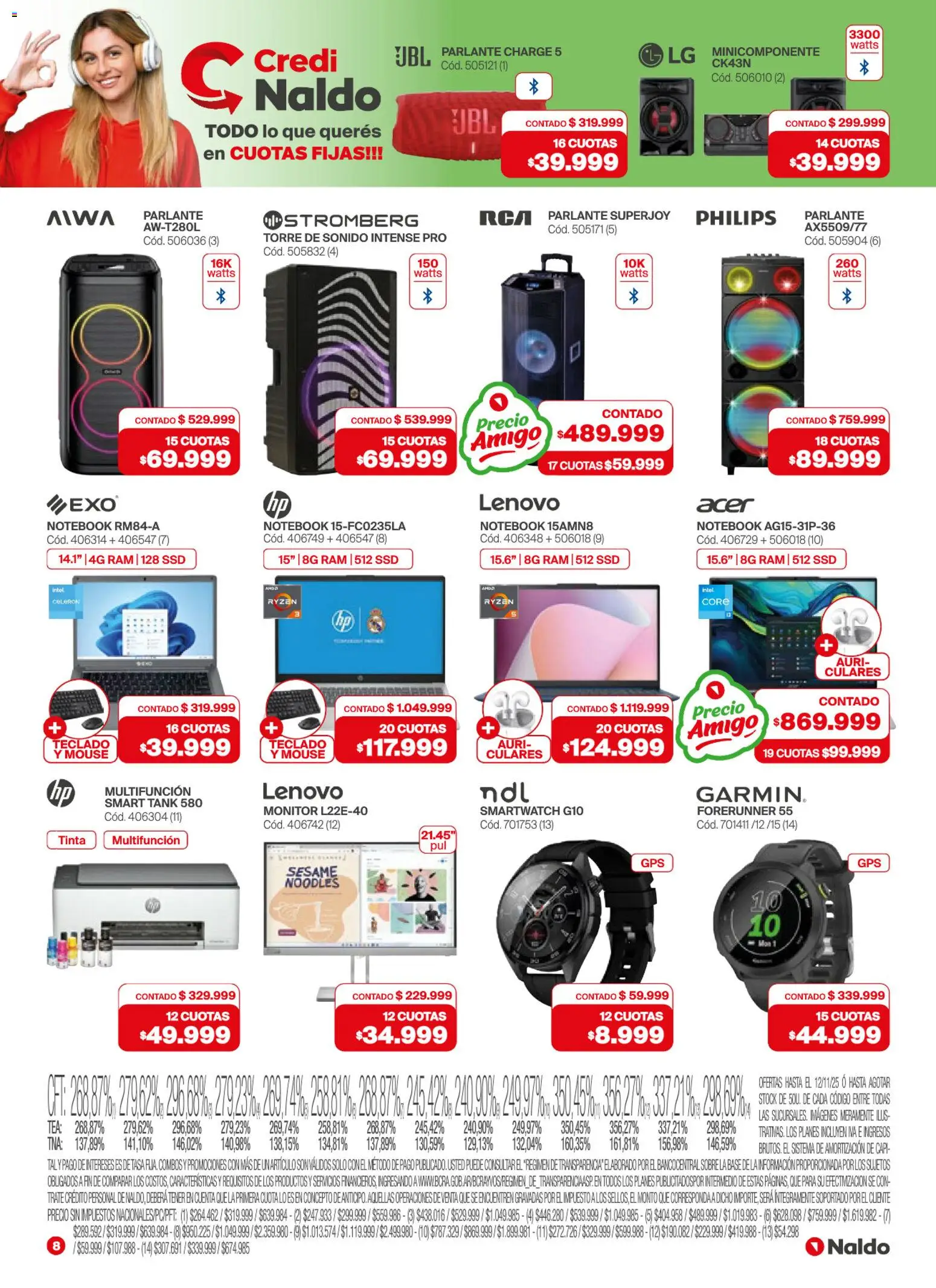 Naldo catálogo │ válido desde el 12.11.2025 | Página: 8 | Productos: Teclado, Sobre, Parlante, Notebook