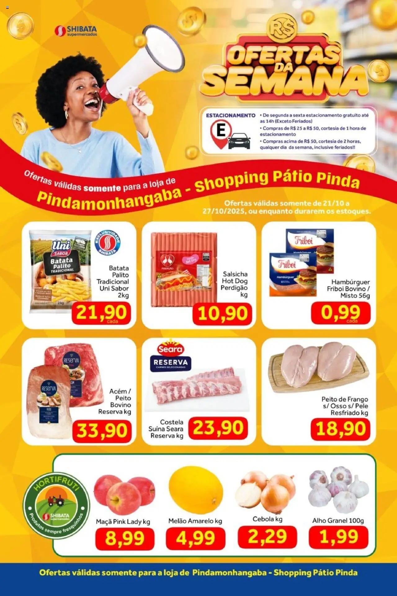 Shibata Folheto - válido de 21.10.2025 | Página: 1 | Produtos: Salsicha, Batata, Frango, Peito de frango