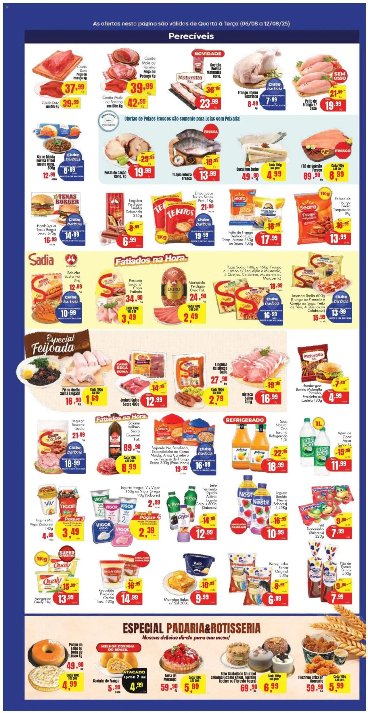 Barbosa Supermercados Folheto - válido de 06.08.2025 | Página: 2 | Produtos: Queijo, Hambúrguer, Mussarela, Carne moída