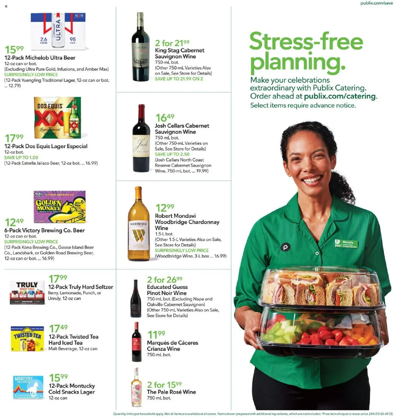 Publix Weekly Ad - valid from 22.04.2026 | Page: 3 | Products: Box, Wine, Beer, Tea