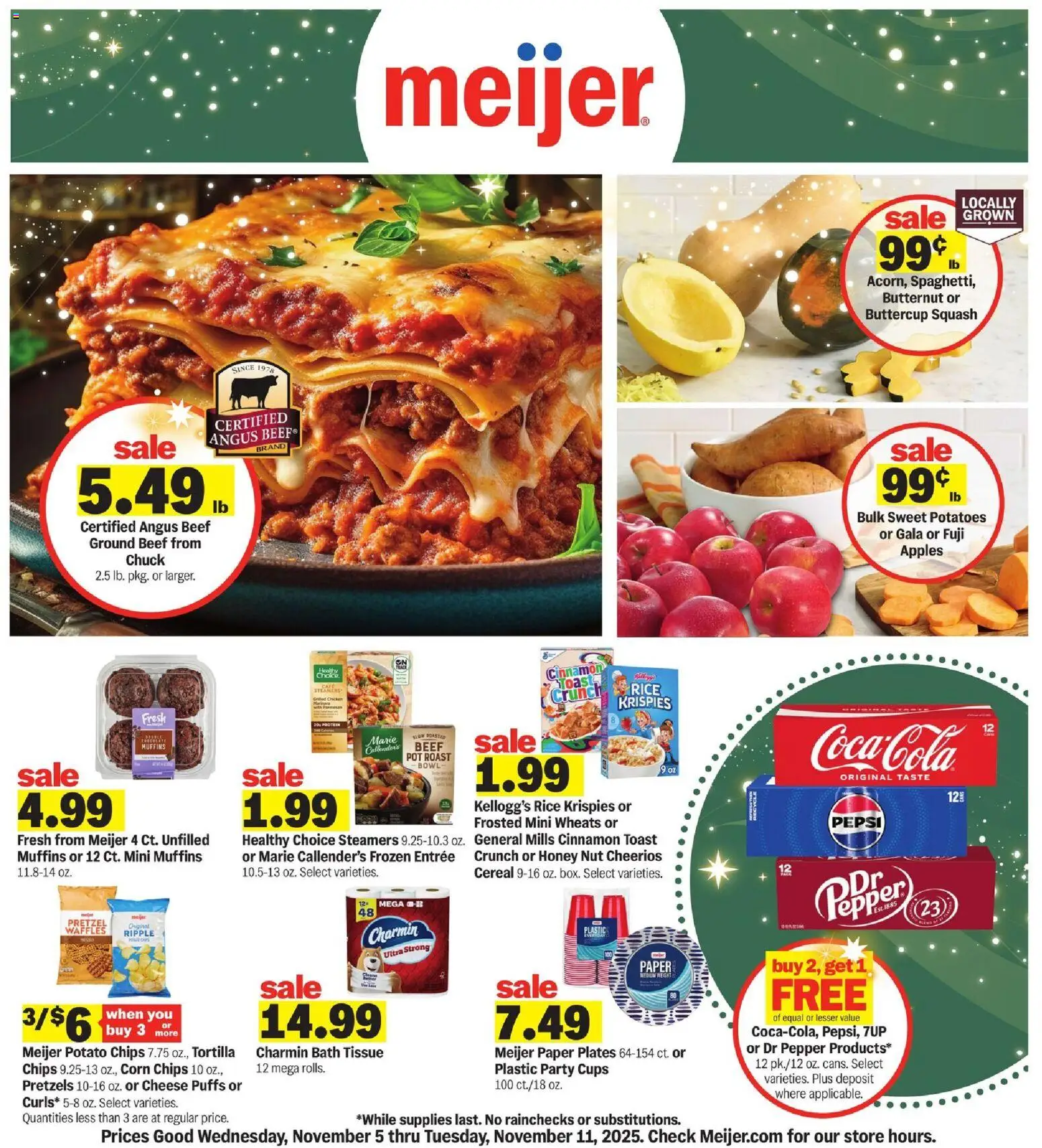 Meijer Weekly Ad - MI - valid from 05.11.2025 | Page: 1 | Products: Squash, Rice, Beef, Pepper