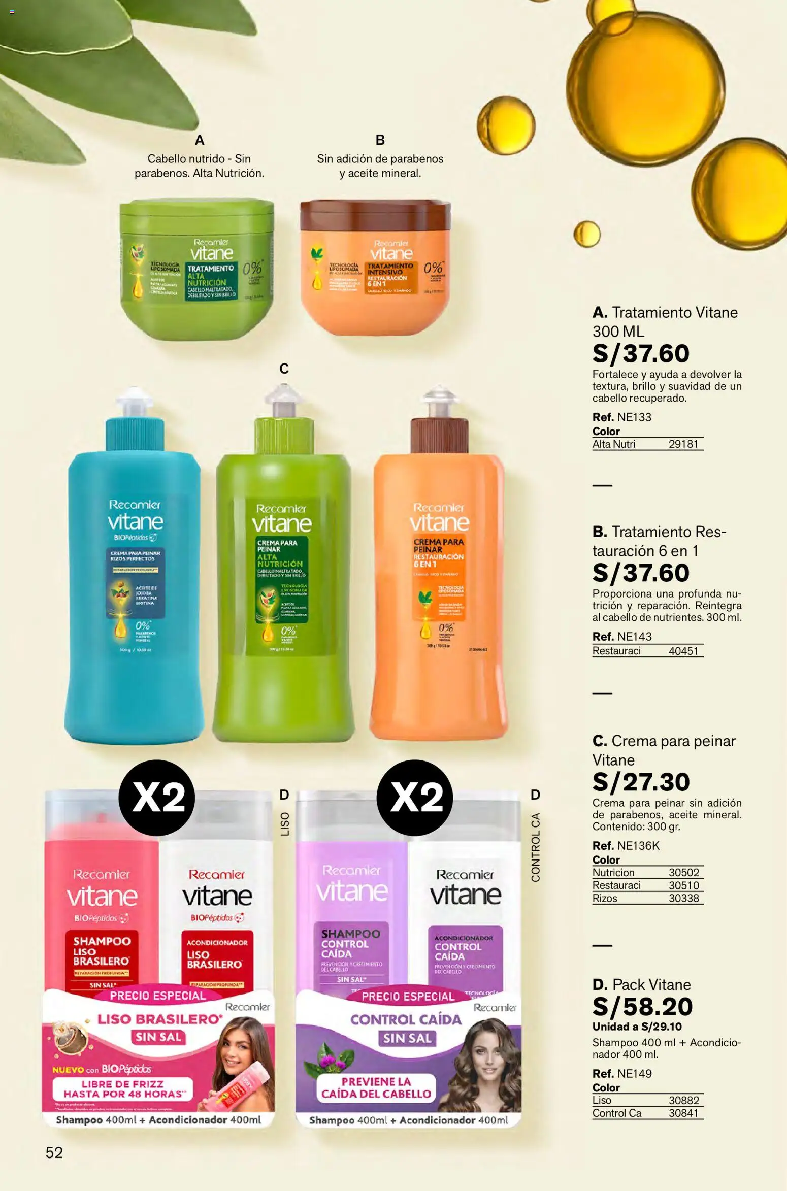 Catálogo Leonisa válido desde 23.10.2025 | Página: 52 | Productos: Shampoo, Acondicionador, Aceite, Crema