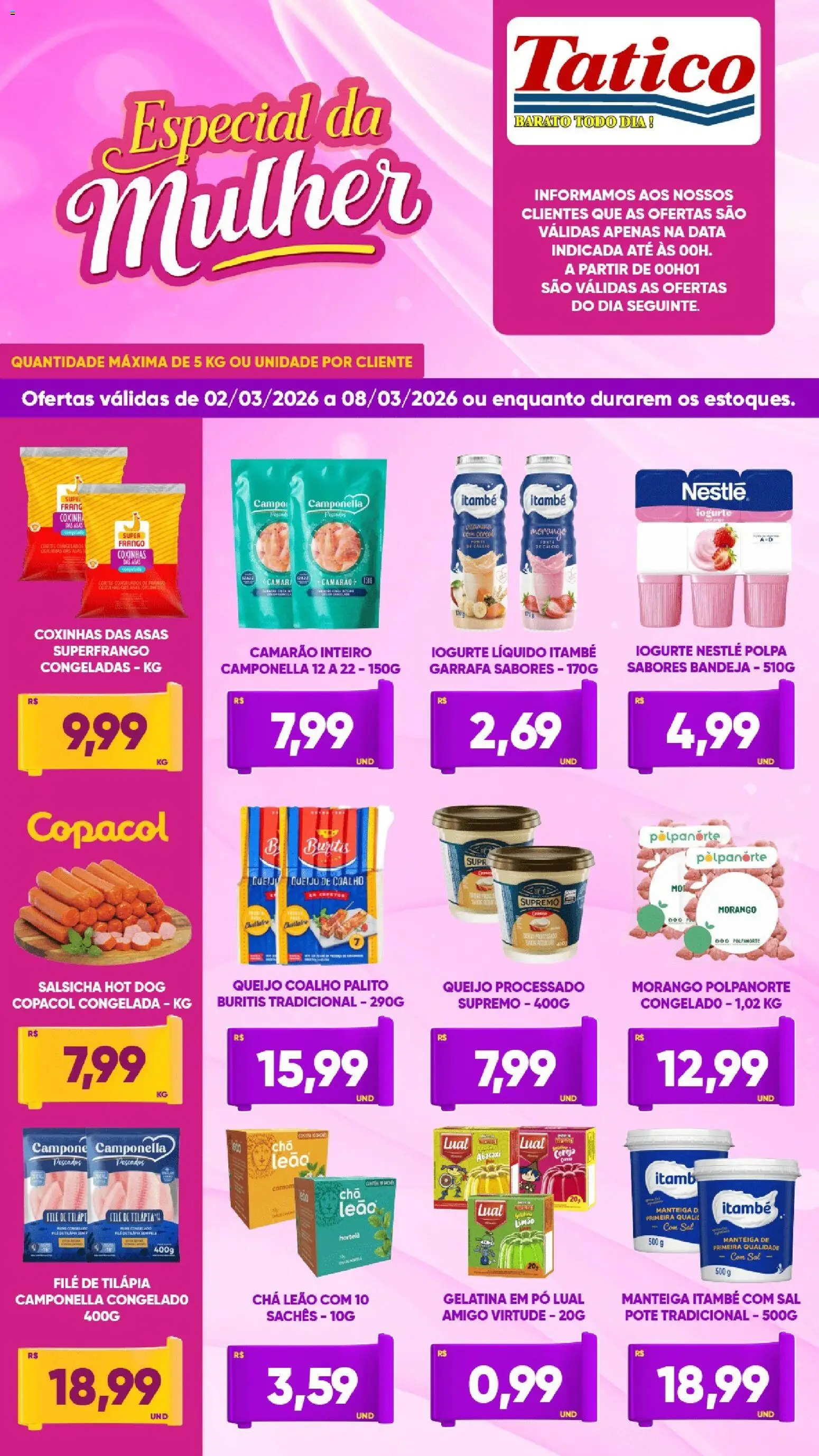 Tatico Folheto - válido de 02.03.2026 | Página: 1 | Produtos: Manteiga, Queijo coalho, Abacaxi, Gelatina