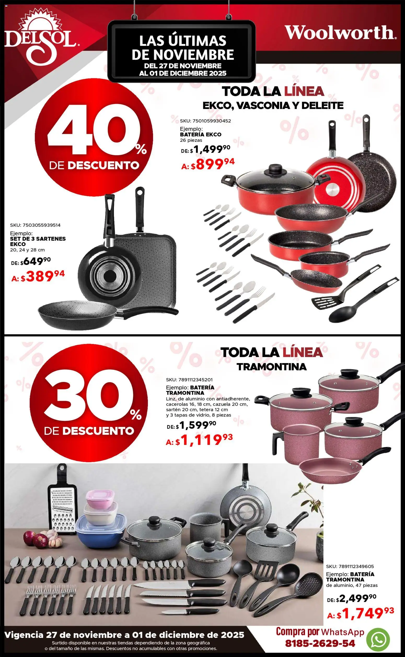 Nuevas ofertas de Del Sol y Woolworth válidas en toda la República Mexicana desde el 27.11.2025. ¡Encuentra las mejores ofertas en Del Sol y Woolworth Buen Fin ! | Página: 17