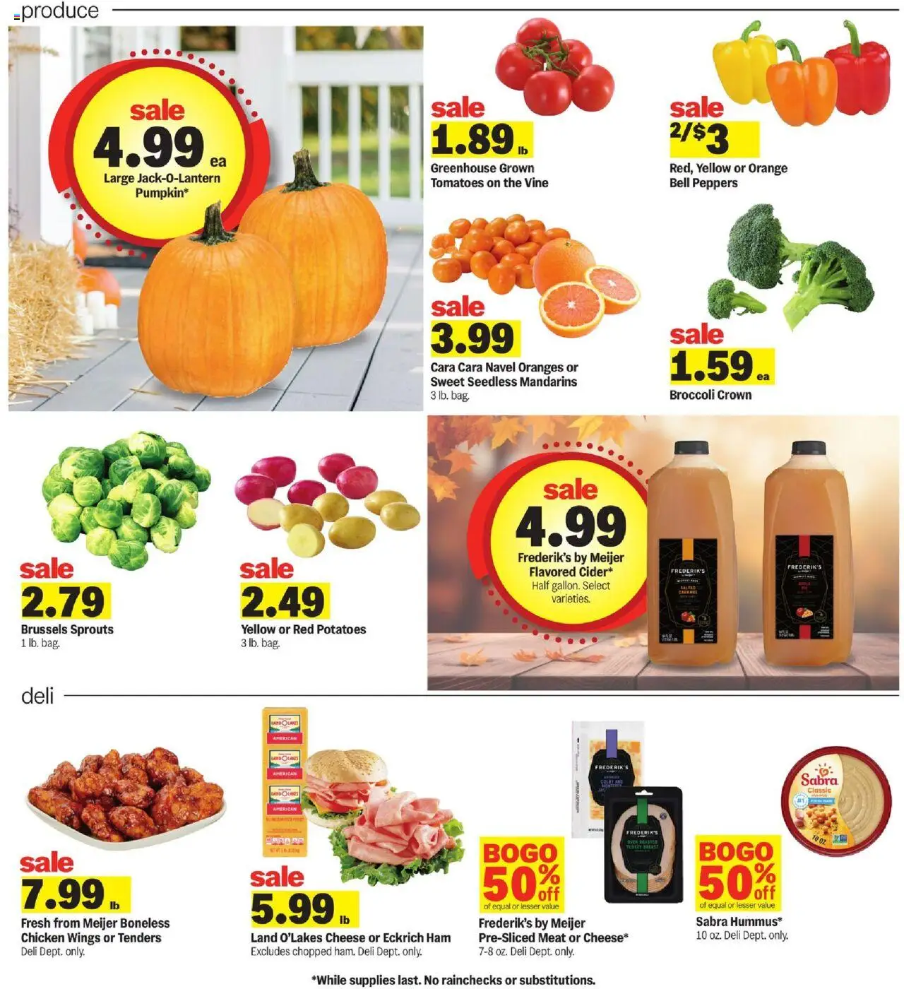 Meijer Weekly Ad - valid from 08.10.2025 | Page: 7 | Products: Mandarins, Brussels Sprouts, Cheese, Oranges