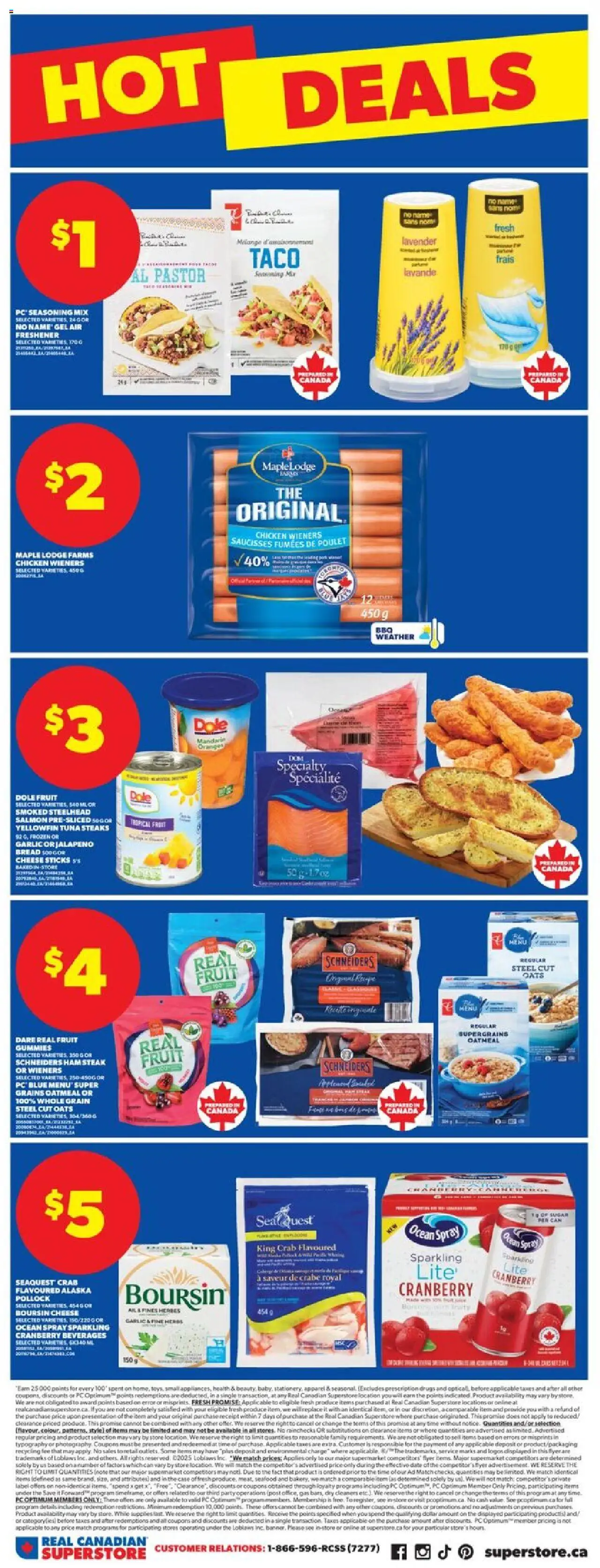 Real Canadian Superstore flyer valid from 14.08.2025 | Page: 7 | Products: PC, Cheese, Bread, Chicken