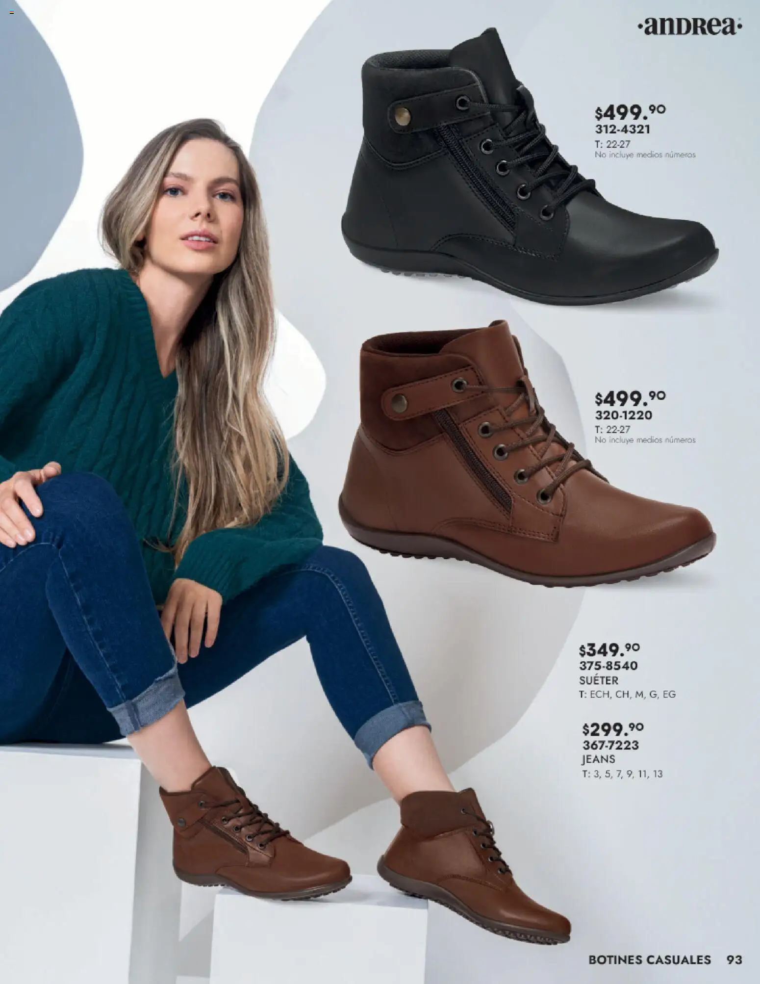 Nuevas ofertas de Andrea válidas en toda la República Mexicana desde el 24.08.2025. ¡Encuentra las mejores ofertas en Andrea - Catálogo Calzado Dama! | Página: 93 | Productos: Suéter, Botines