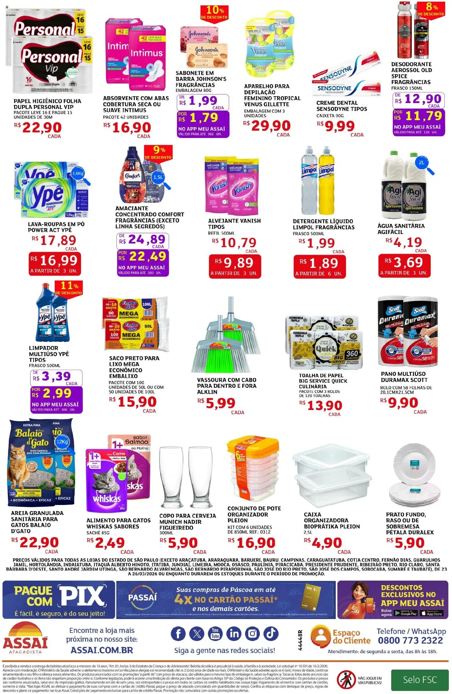 Assaí Atacadista Folheto - válido de 23.03.2026 | Página: 4 | Produtos: Detergente, Telefone, Vanish, Vassoura