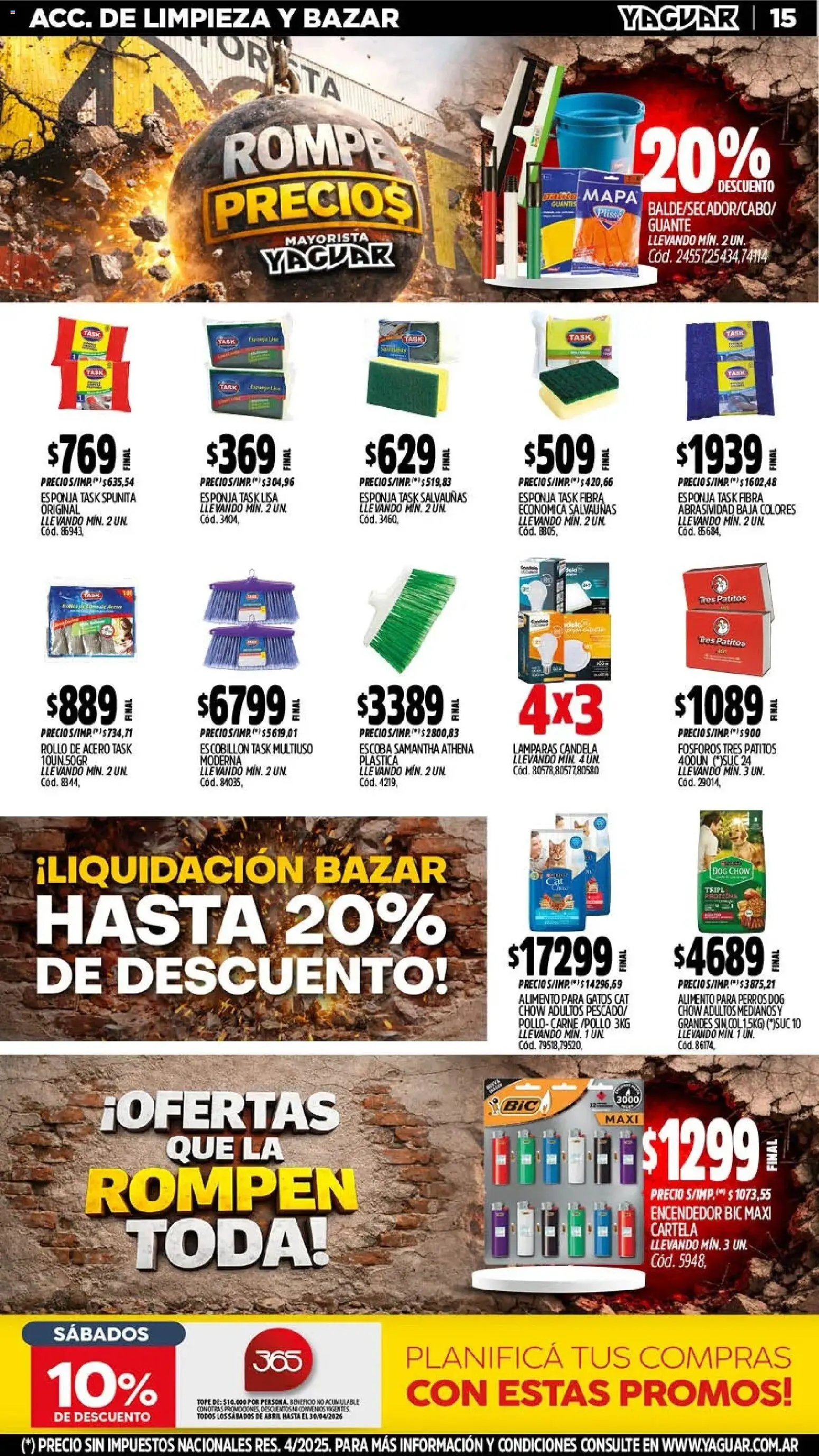 Yaguar - Oferta Semanal Jujuy │ válido desde el 13.04.2026 | Página: 15 | Productos: Fósforos, Encendedor, Esponja, Escoba