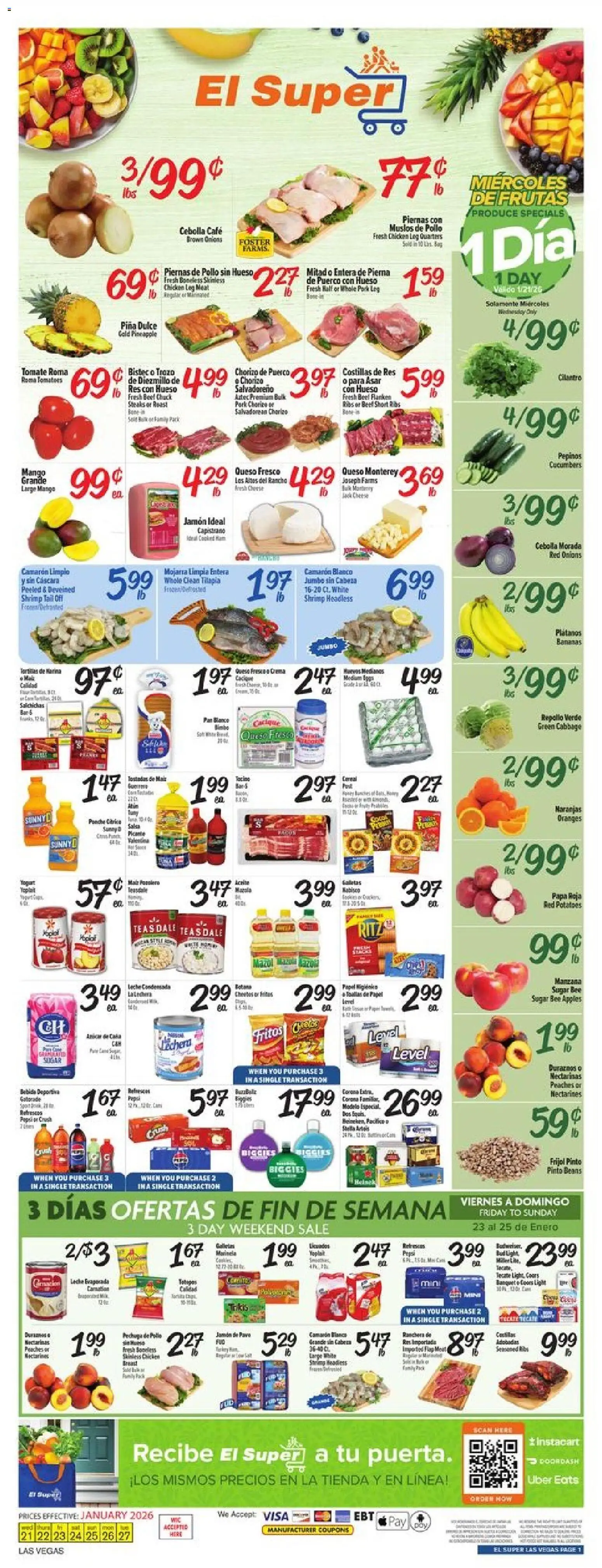 El Super Weekly Ad - NV - valid from 21.01.2026 | Page: 1 | Products: Oranges, Bananas, Potatoes, Cabbage