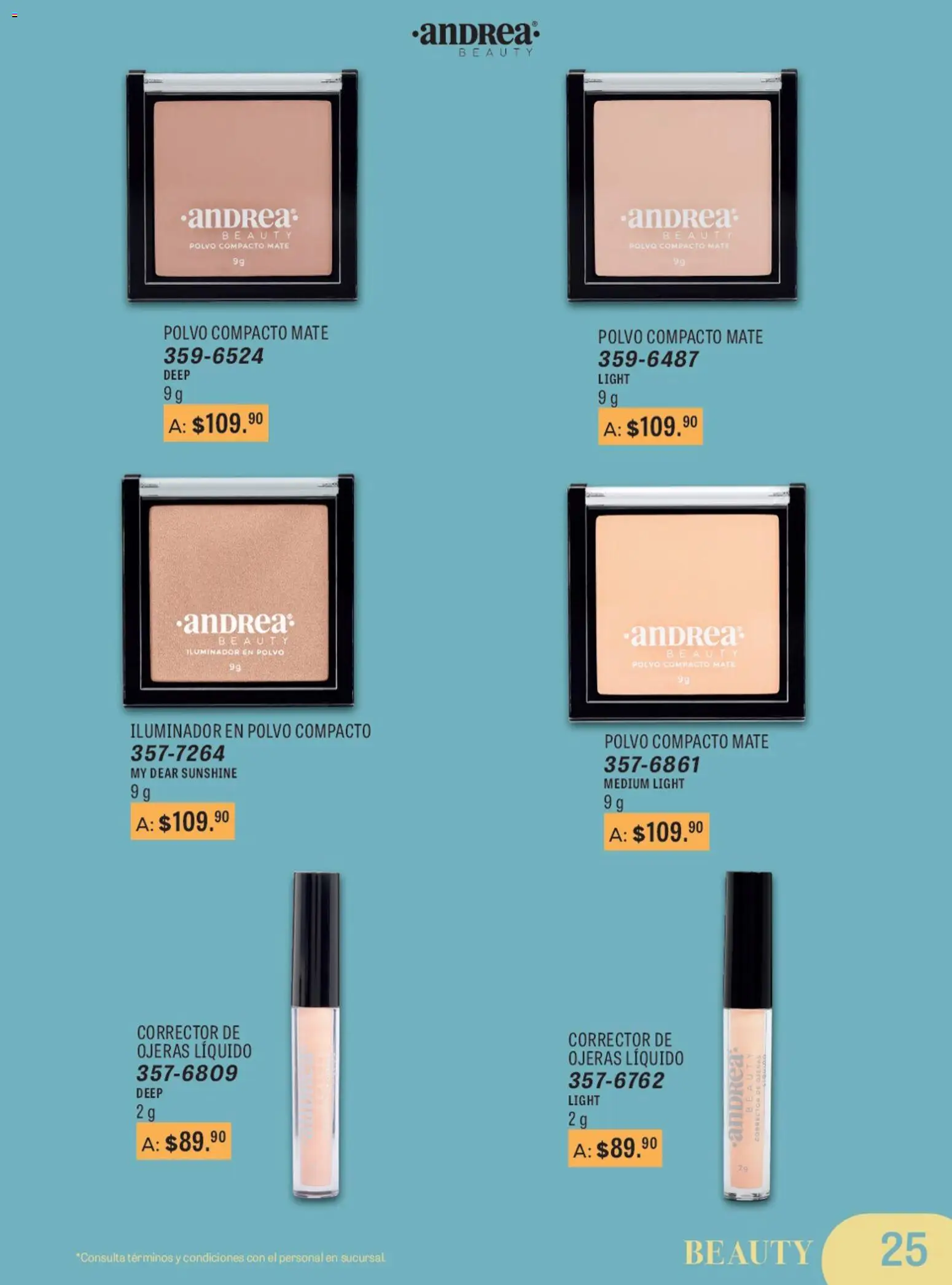 Nuevas ofertas de Andrea válidas en toda la República Mexicana desde el 11.01.2026. ¡Encuentra las mejores ofertas en Andrea catálogo Para Las Fiestas! | Página: 25 | Productos: Corrector de ojeras, Mate, Corrector, Polvo