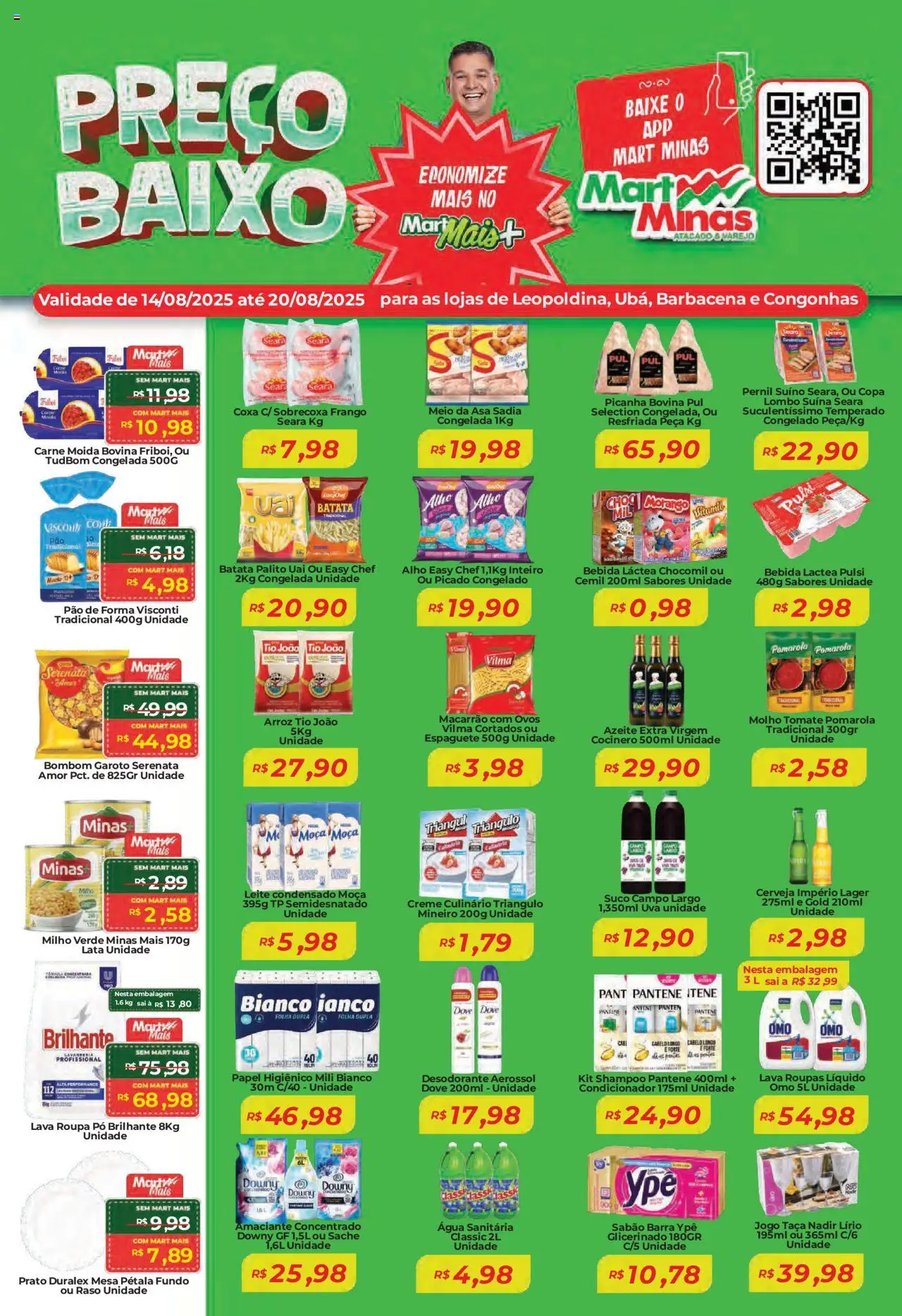 Mart Minas Folheto - válido de 14.08.2025 | Página: 1 | Produtos: Alho, Sabão, Roupas, Shampoo pantene