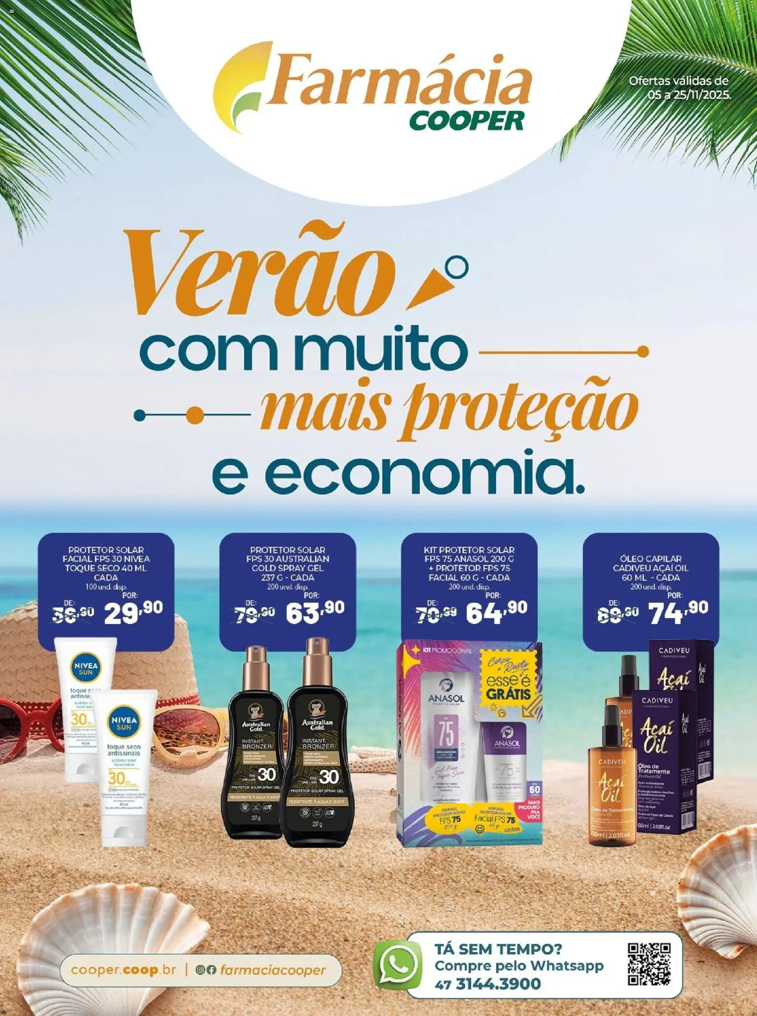 Cooper Folheto - válido de 05.11.2025 | Página: 1 | Produtos: Protetor solar, Óleo, Bronzer, Açaí